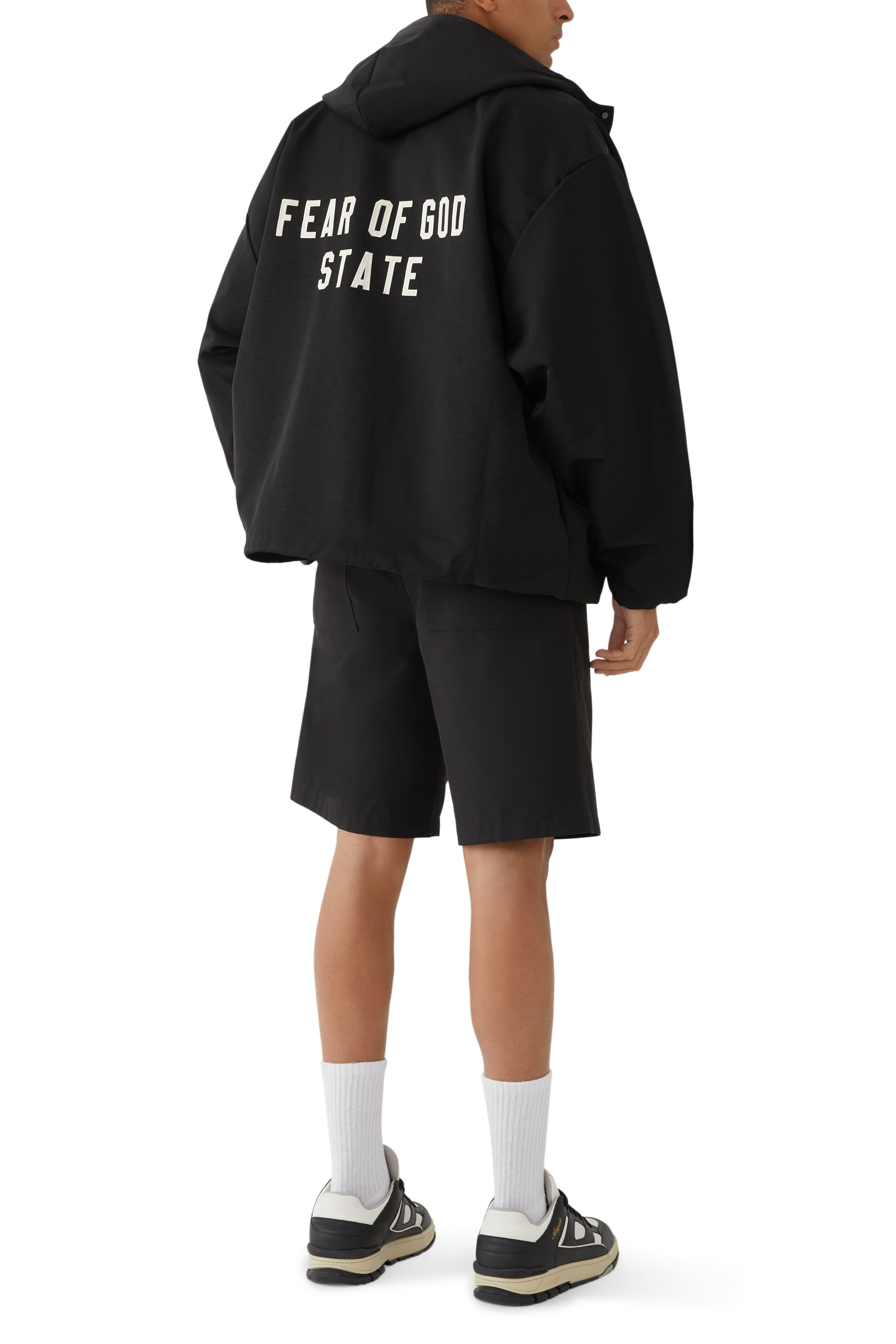 Textured Nylon Hooded Coaches Jacket