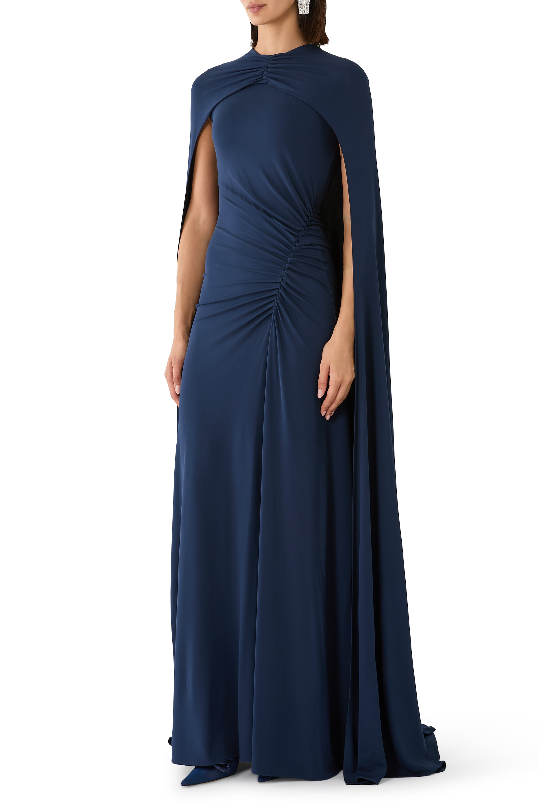 Demi Draped Jersey Cape Gown 