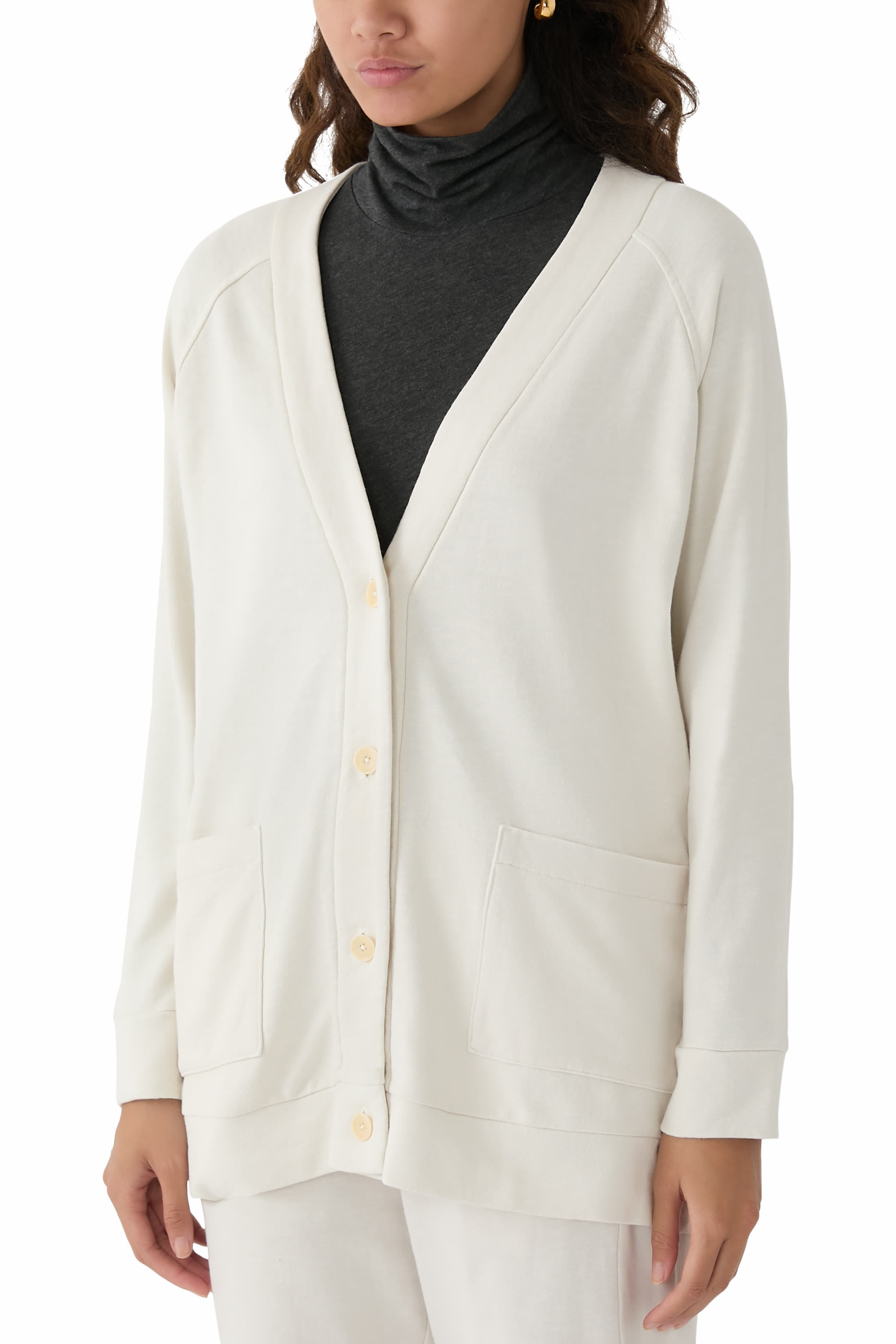 Garment-Dyed Terry Long Cardigan