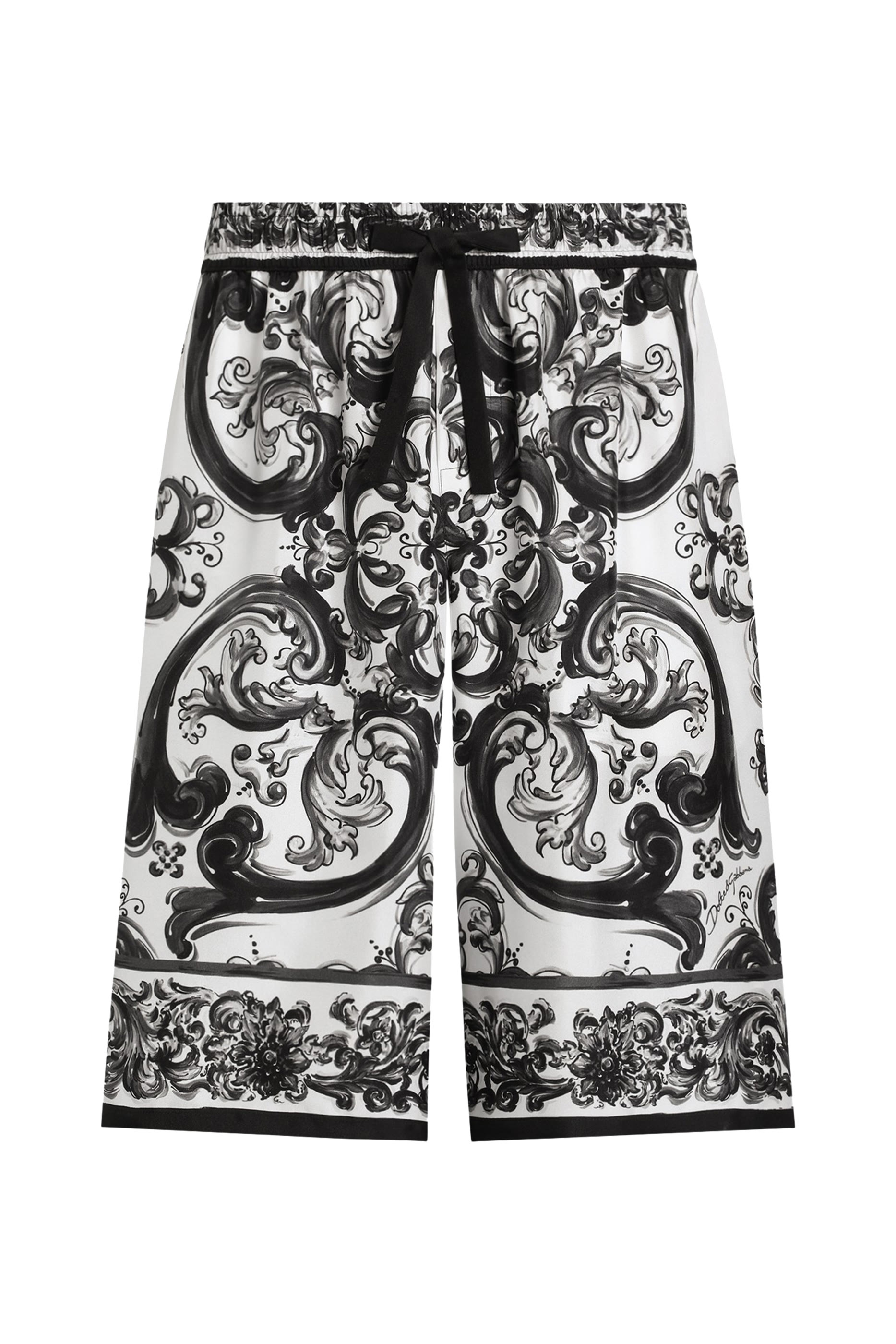 Majolica-Print Silk Twill Shorts