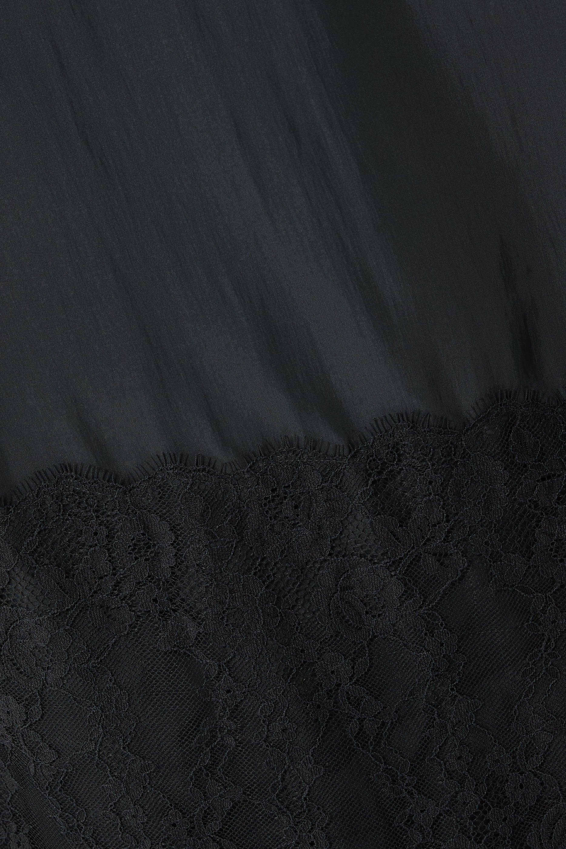 Lace Touch Habutai Long Sleeve Maxi Dress