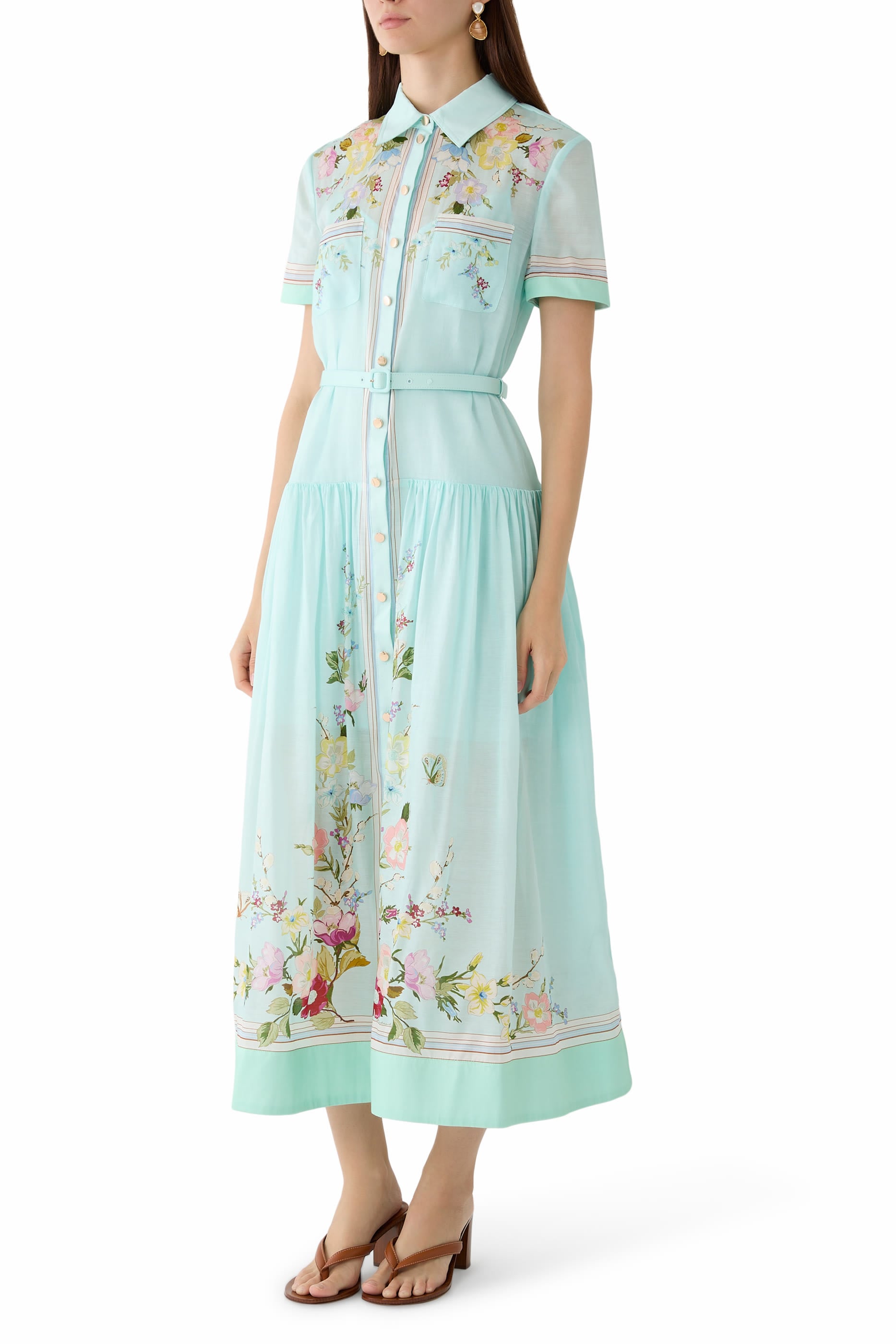  Floral Organza Midi Dress