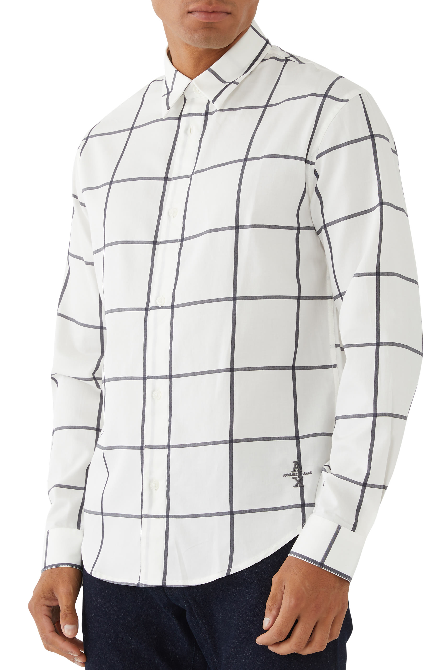 Grid Stripe Cotton Shirt