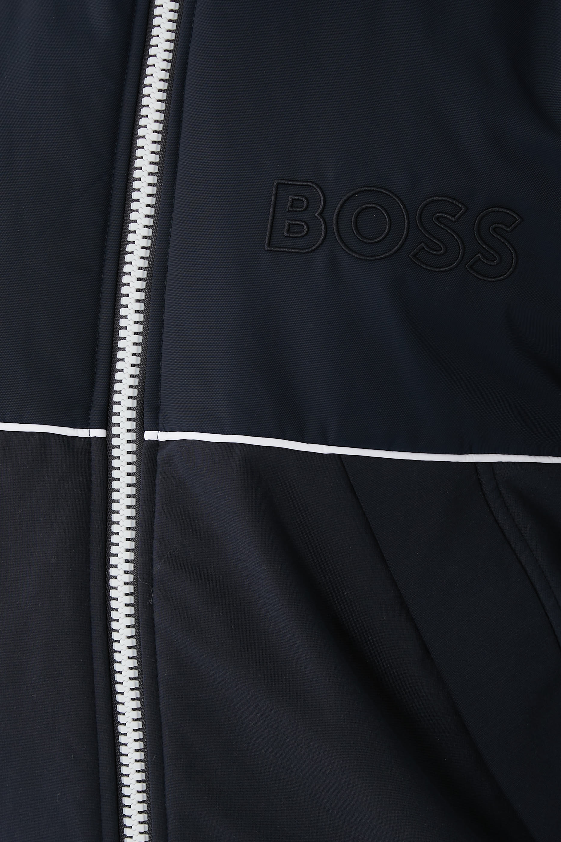 Zip Mixed Materials Hoodie