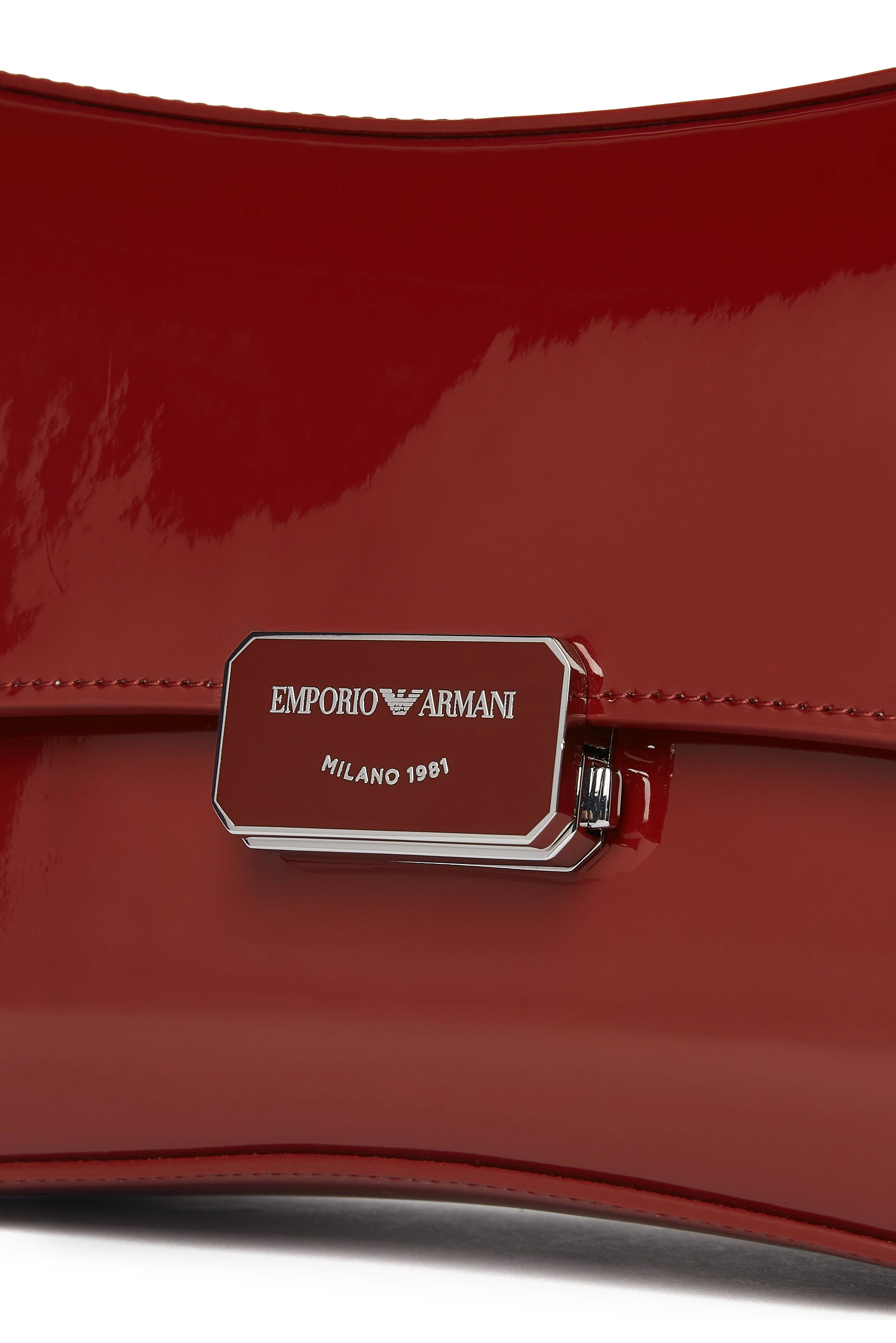 Patent-Effect Shoulder Bag