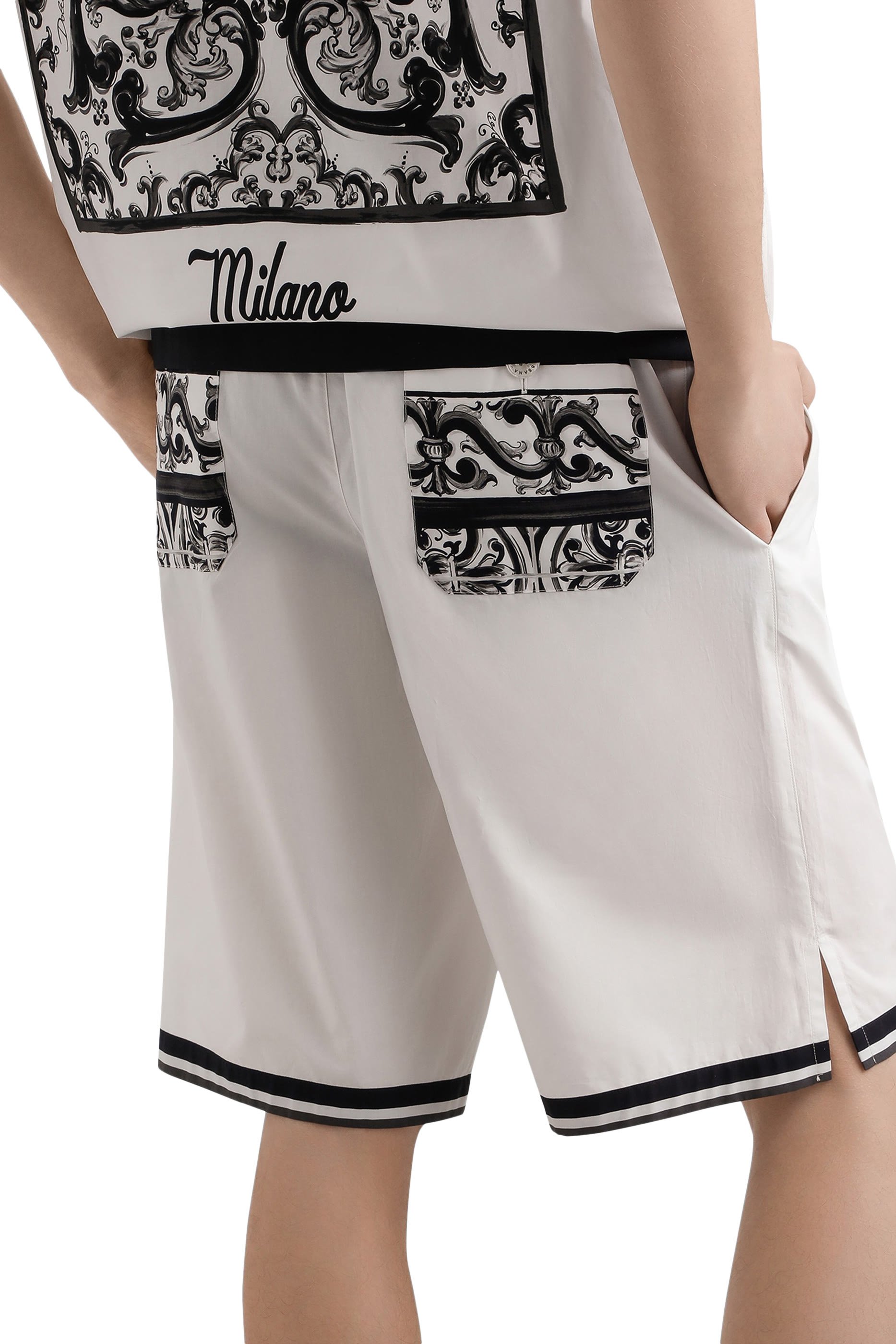 Majolica-Print Poplin Shorts