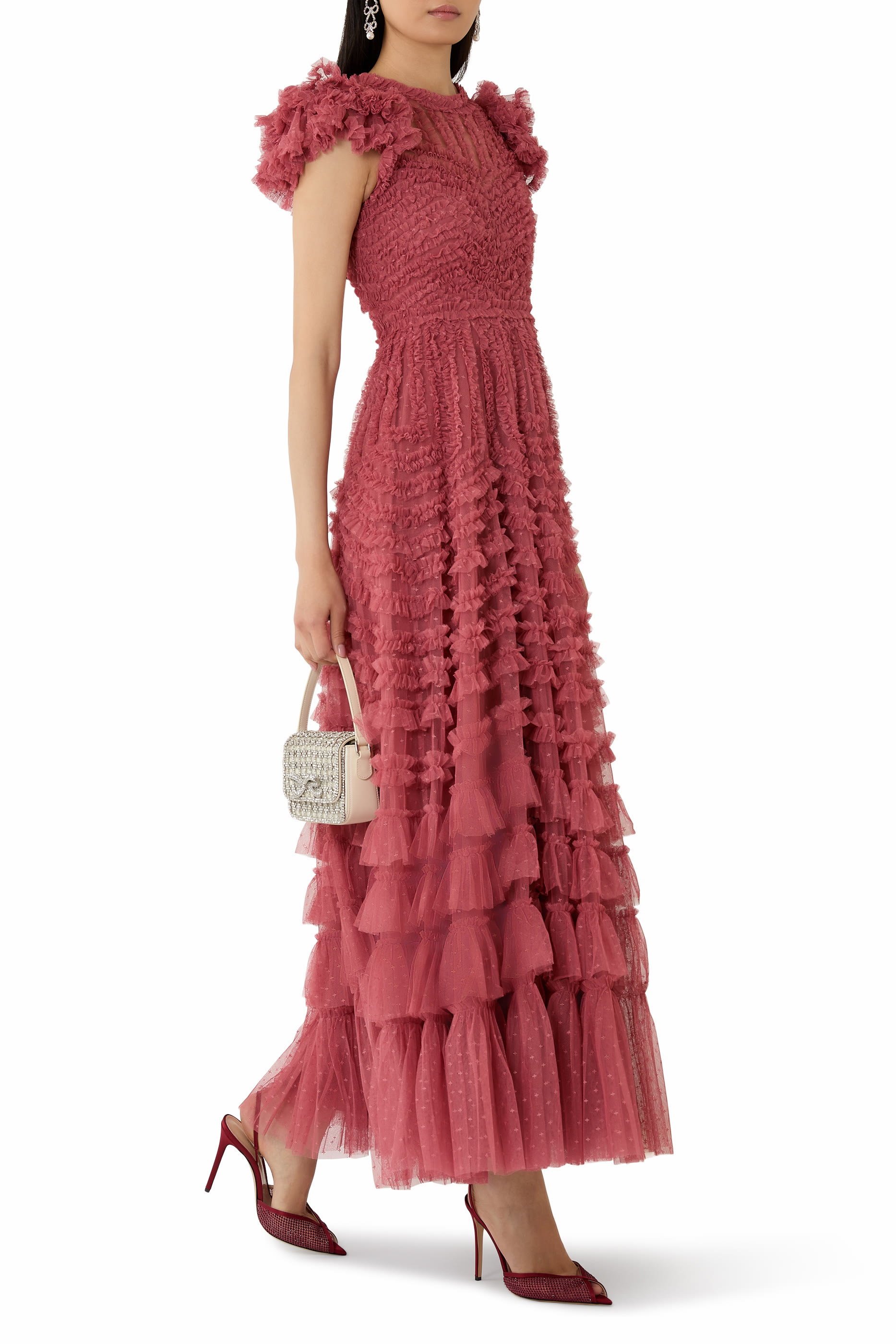  La Vie En Rose Round Neck Short Sleeve Gown