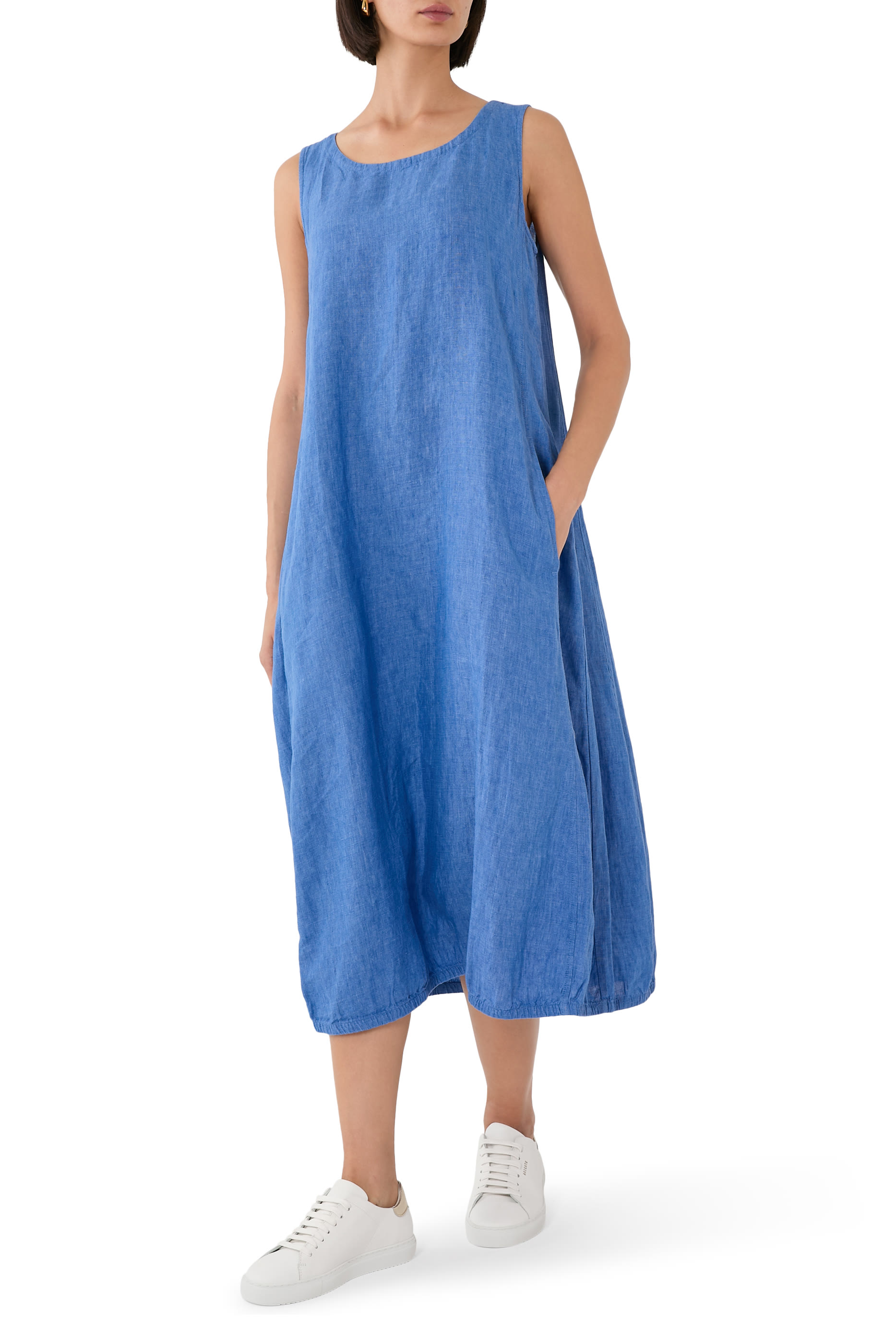 Washed Organic Linen Délavé Lantern Dress