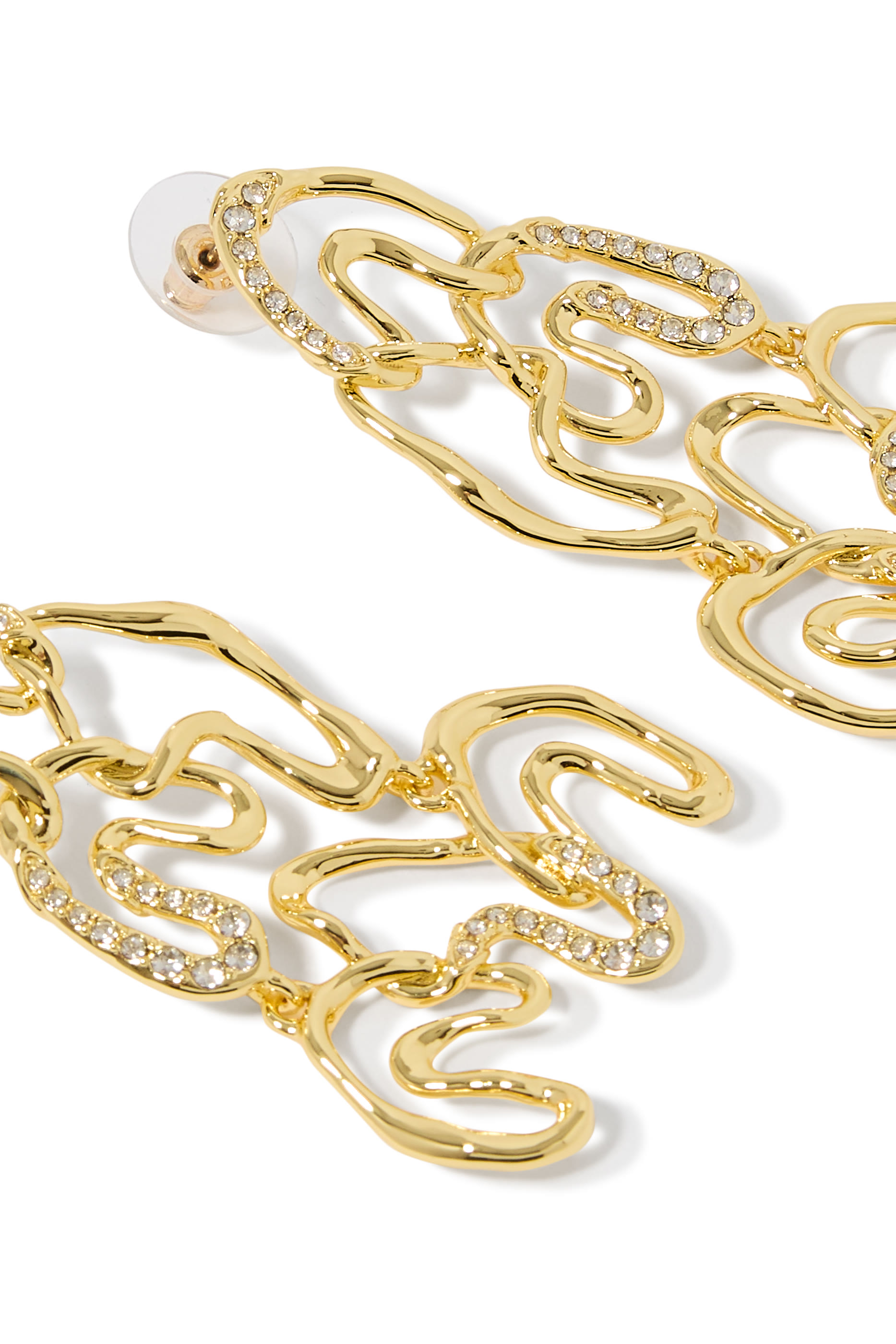 Solanales Crystal Large Chandelier Earrings, 14k Gold Plated Brass & Crystals