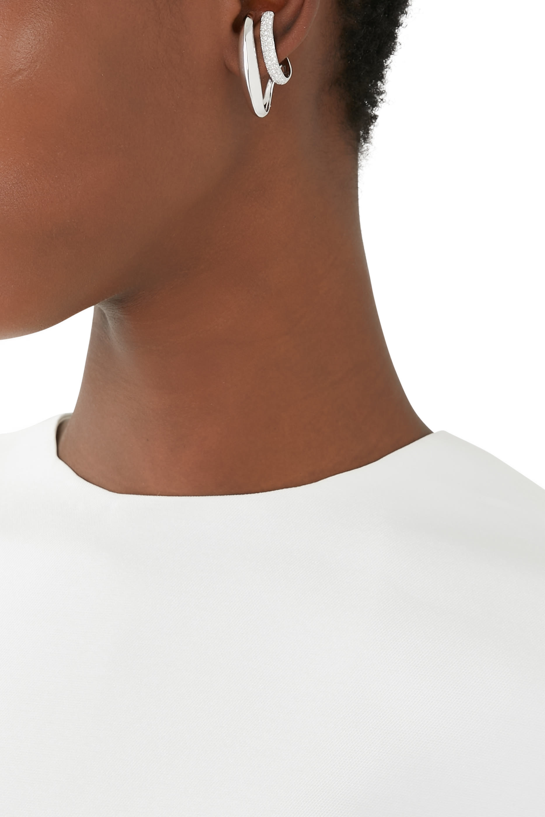 Magnetique Nano Single Earring, 14k White Gold with Diamonds