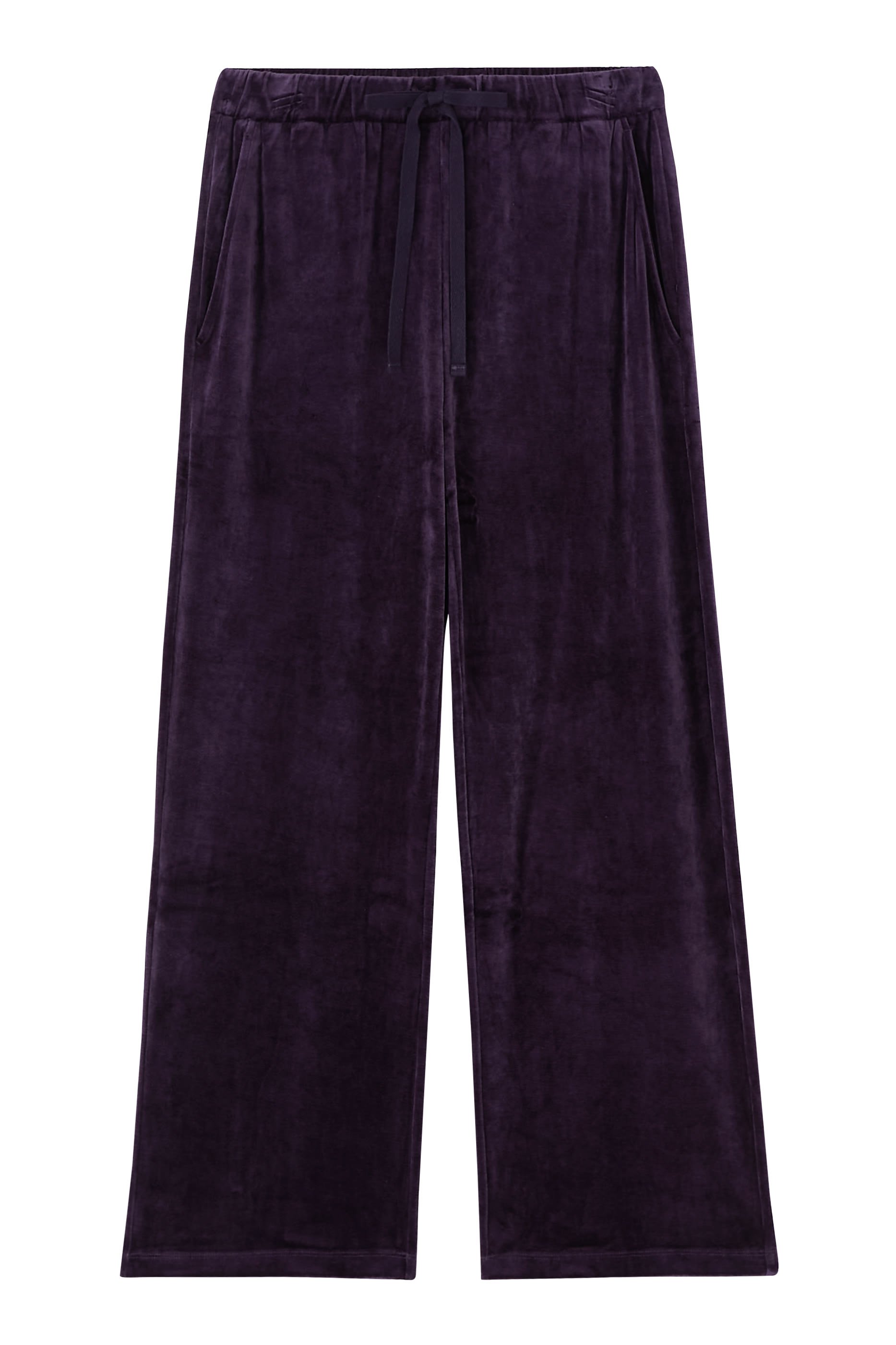 Cozy Velour Knit Wide-Leg Pants