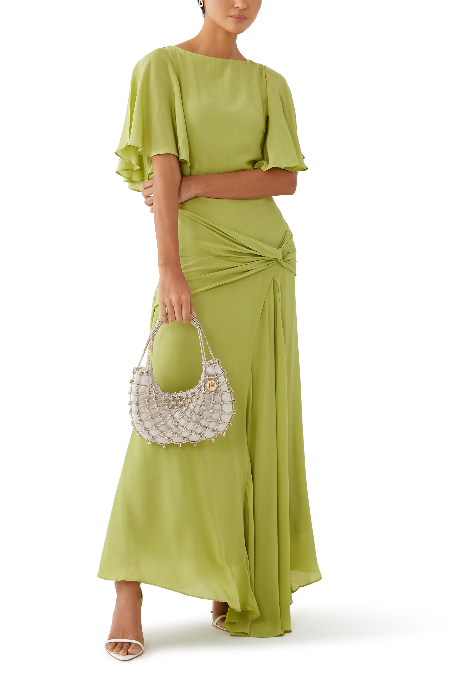 Arlowe Pea Shoot Crepe De Chine Maxi Dress