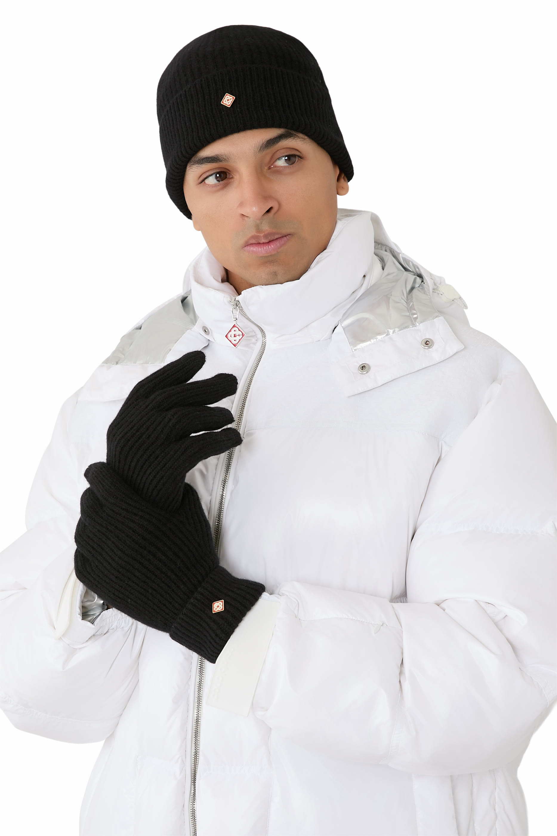 Ribbed-Cuff Logo Gloves