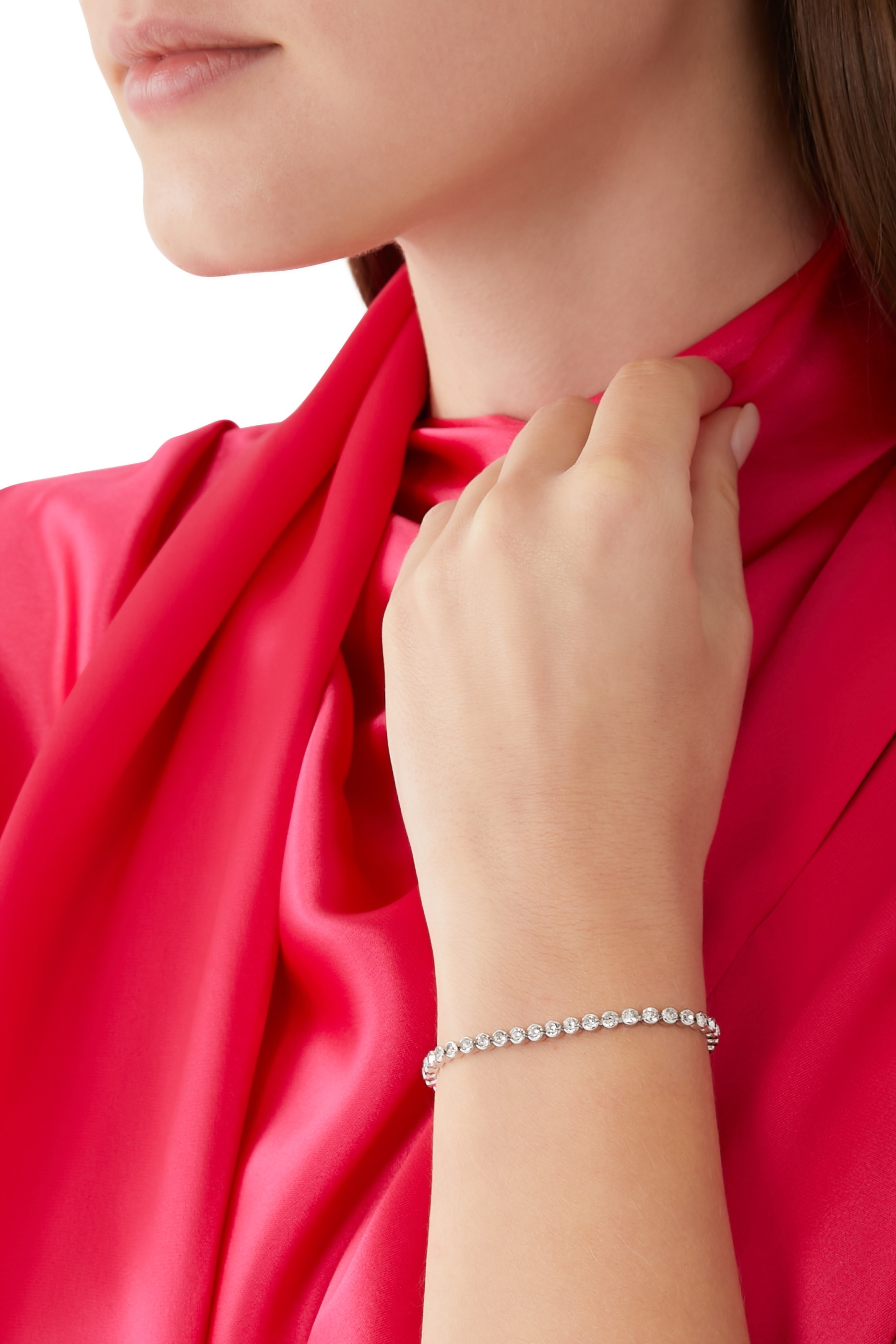 Siri Tennis Bracelet, Rhodium & Swarovski Crystals