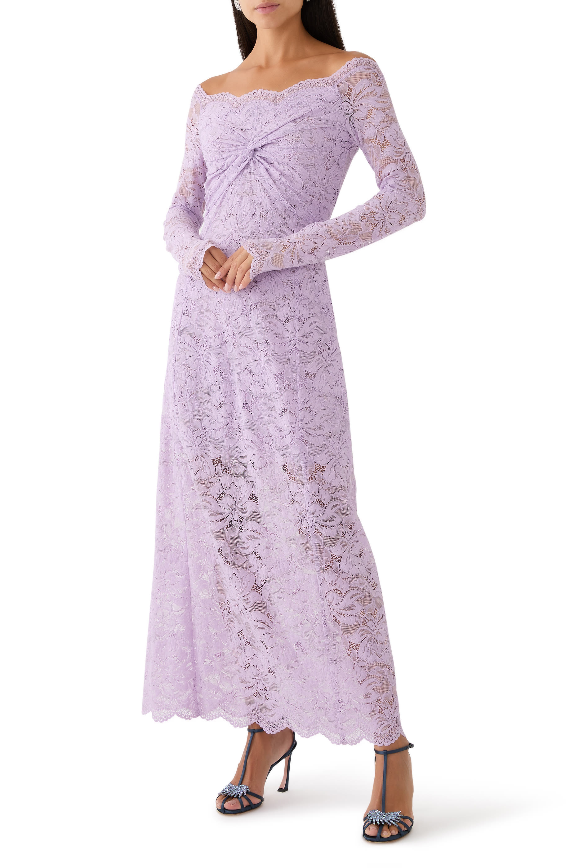 Off-Shoulder Long Lace Dress