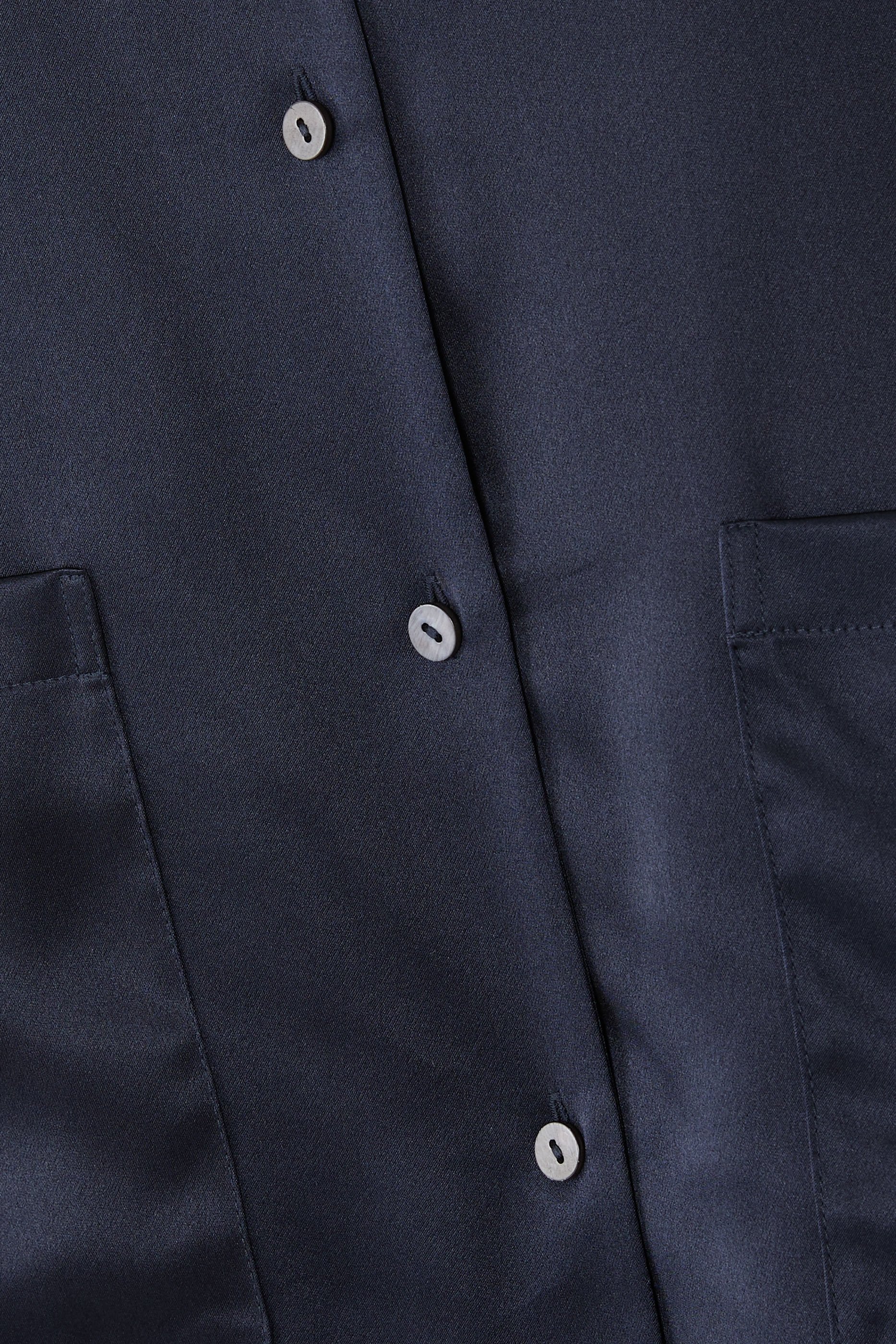  Silk Pocket Drop Shoulder Pajama Set 