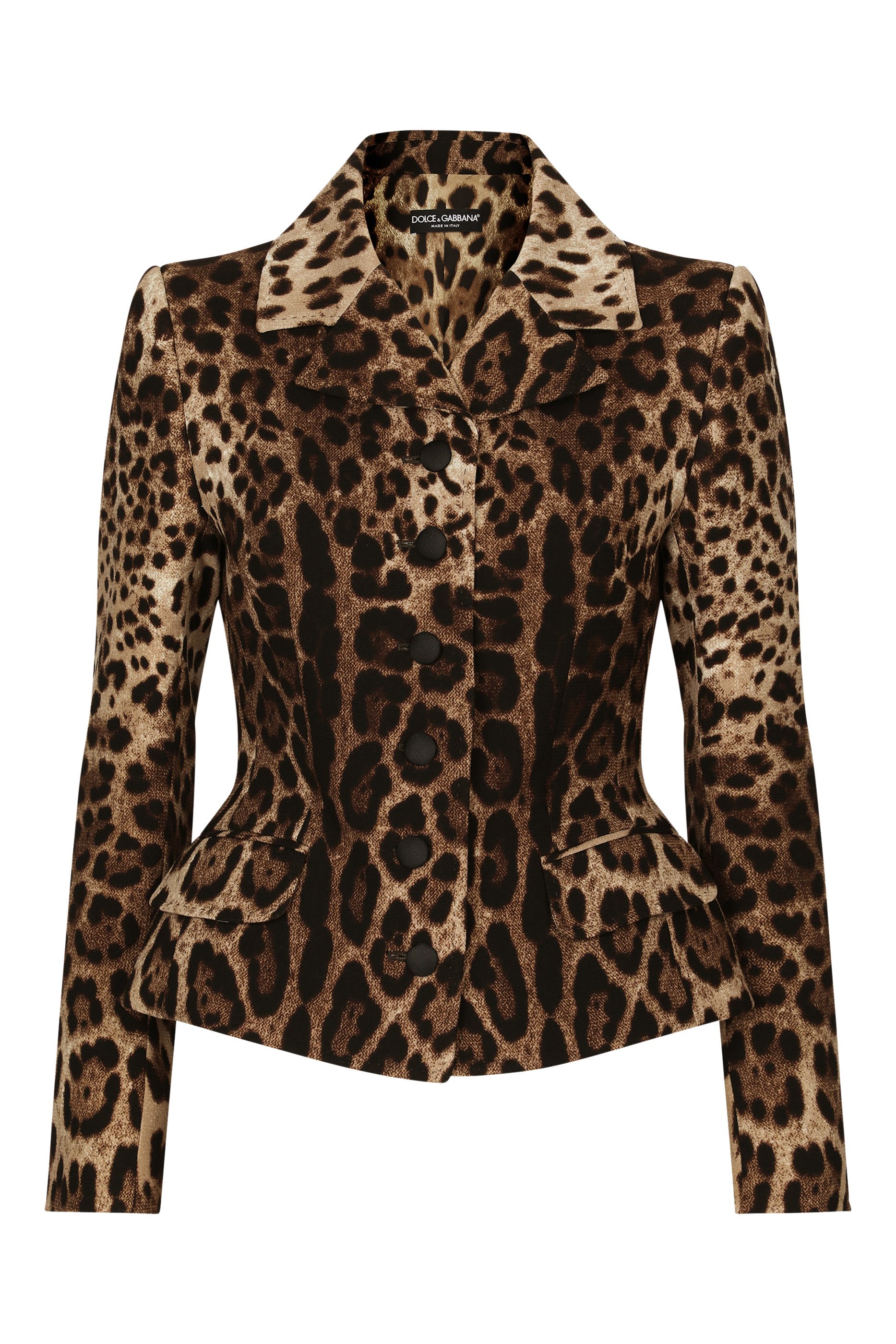 Leopard Print Single-Breasted Double Crepe Jacket