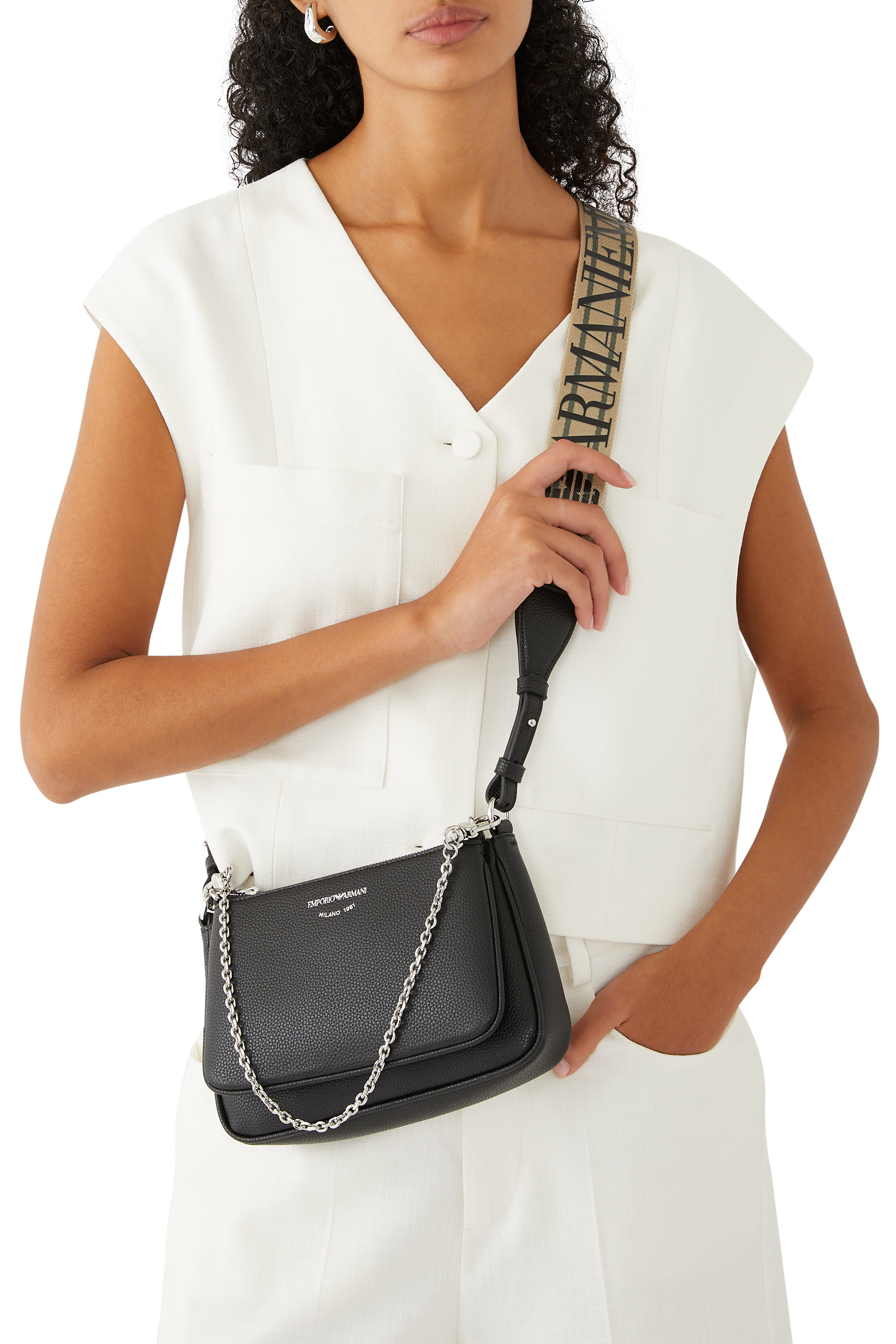 Adjustable Strap Chain-Link Shoulder Bag