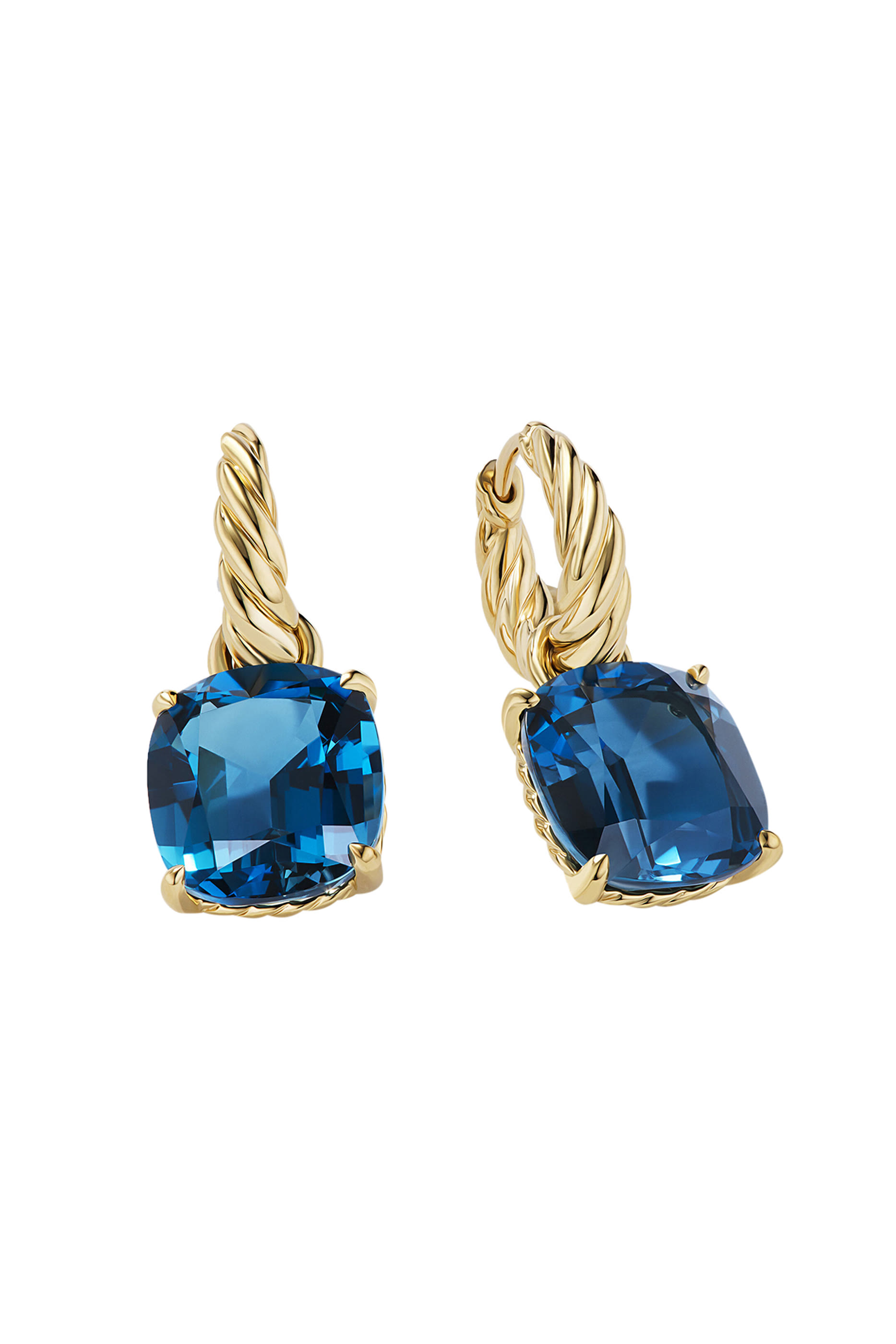 Marbella Blue Topaz Drop Earrings, 18K Yellow Gold