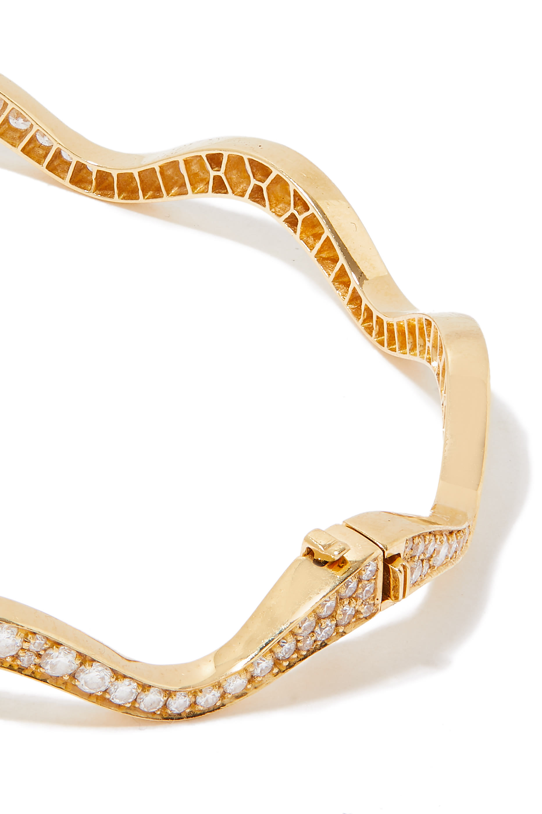 Wave Bangle, 18k Yellow Gold & Diamonds