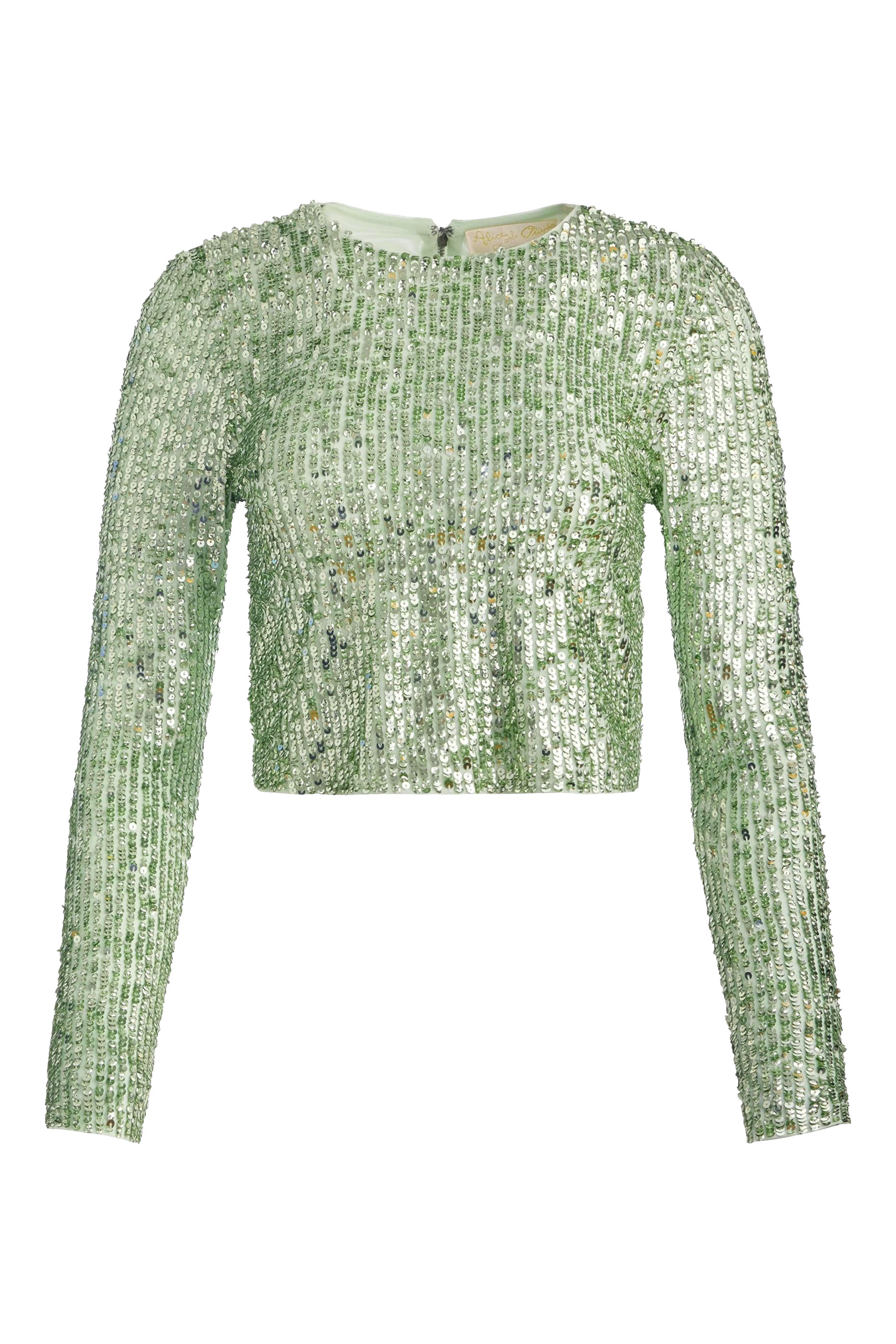 Delaina Embellished Long Sleeve Crop Top