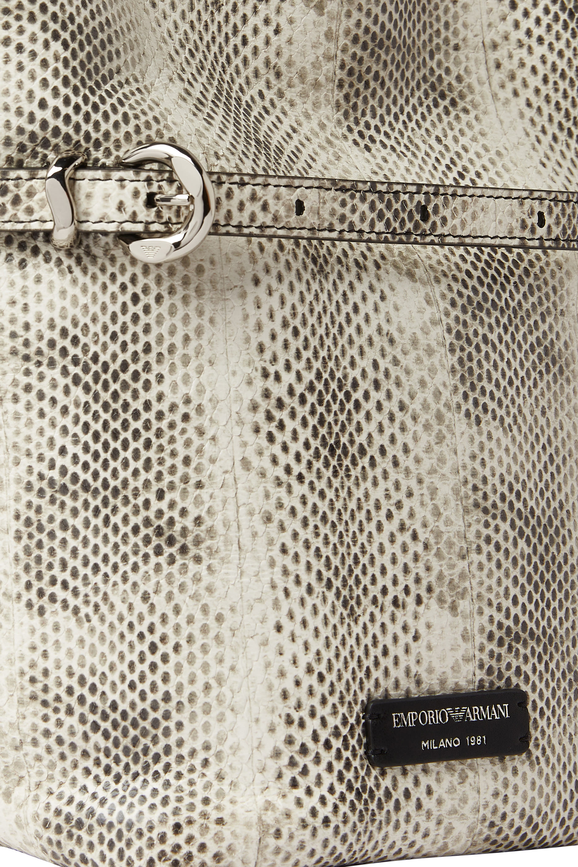 Snake-Effect Leather Bucket Bag 