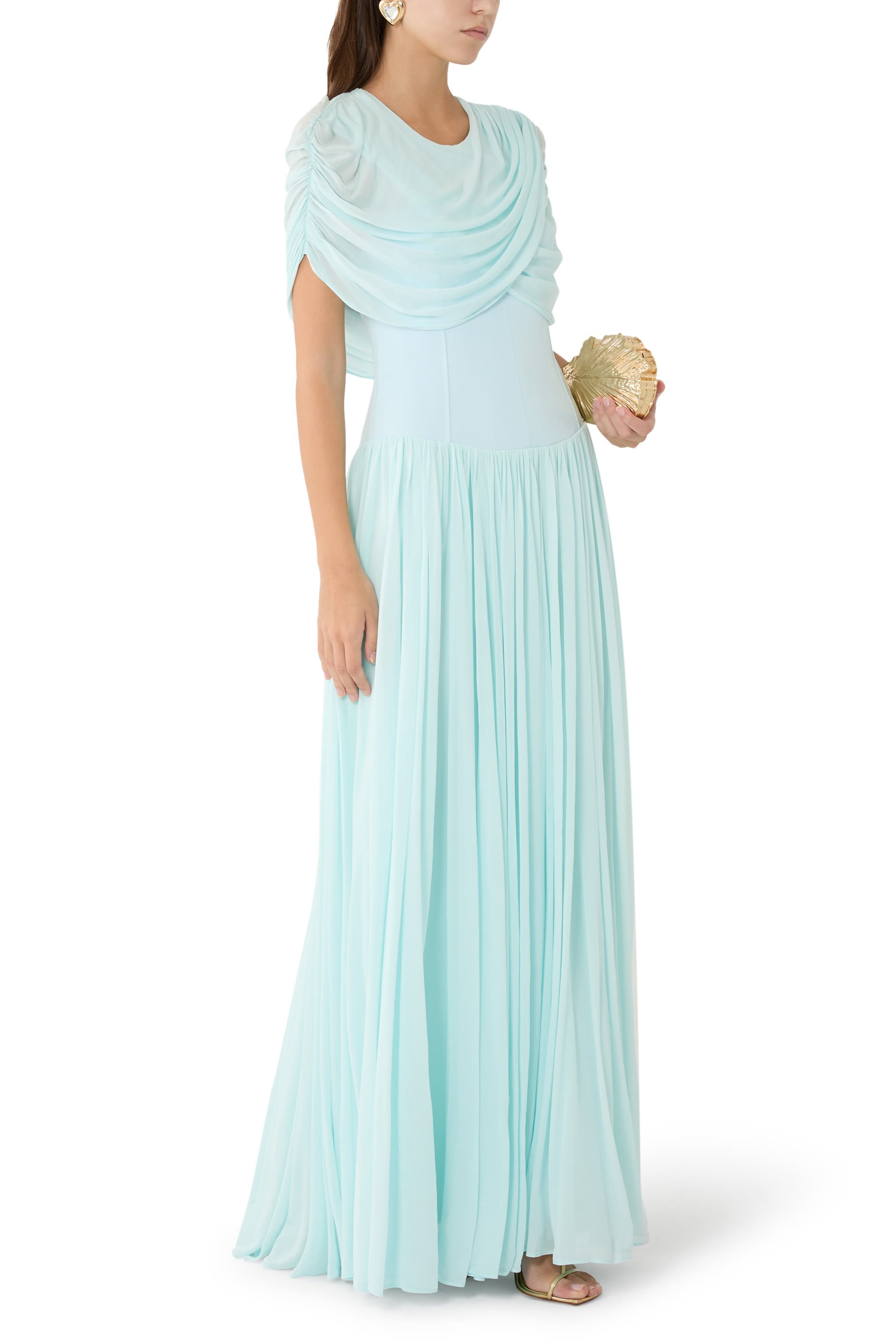Nancie Draped Jersey Cape Midi Dress