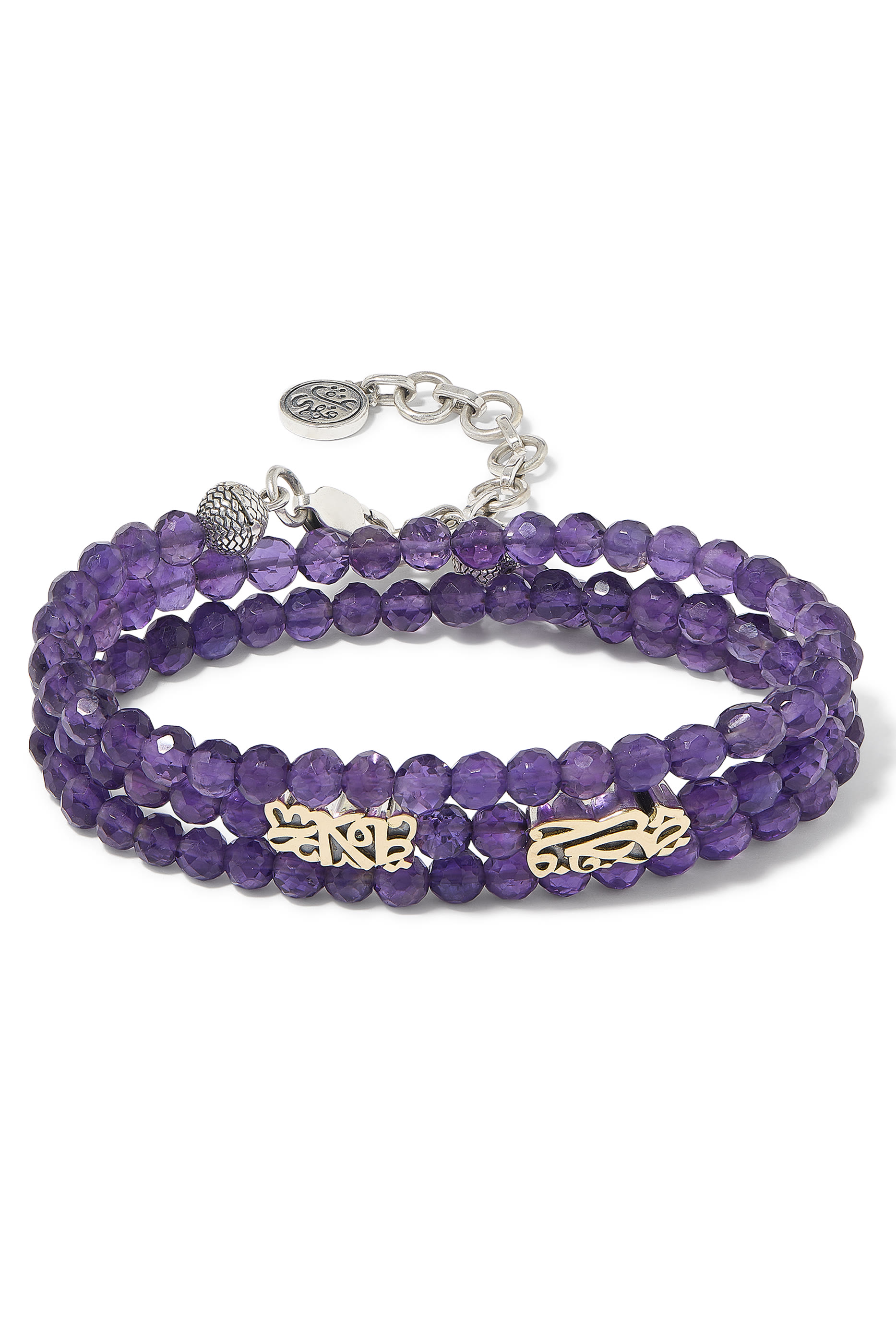 Nur Happiness Wrap-Around Bracelet, 18K Gold with Sterling Silver & Amethyst