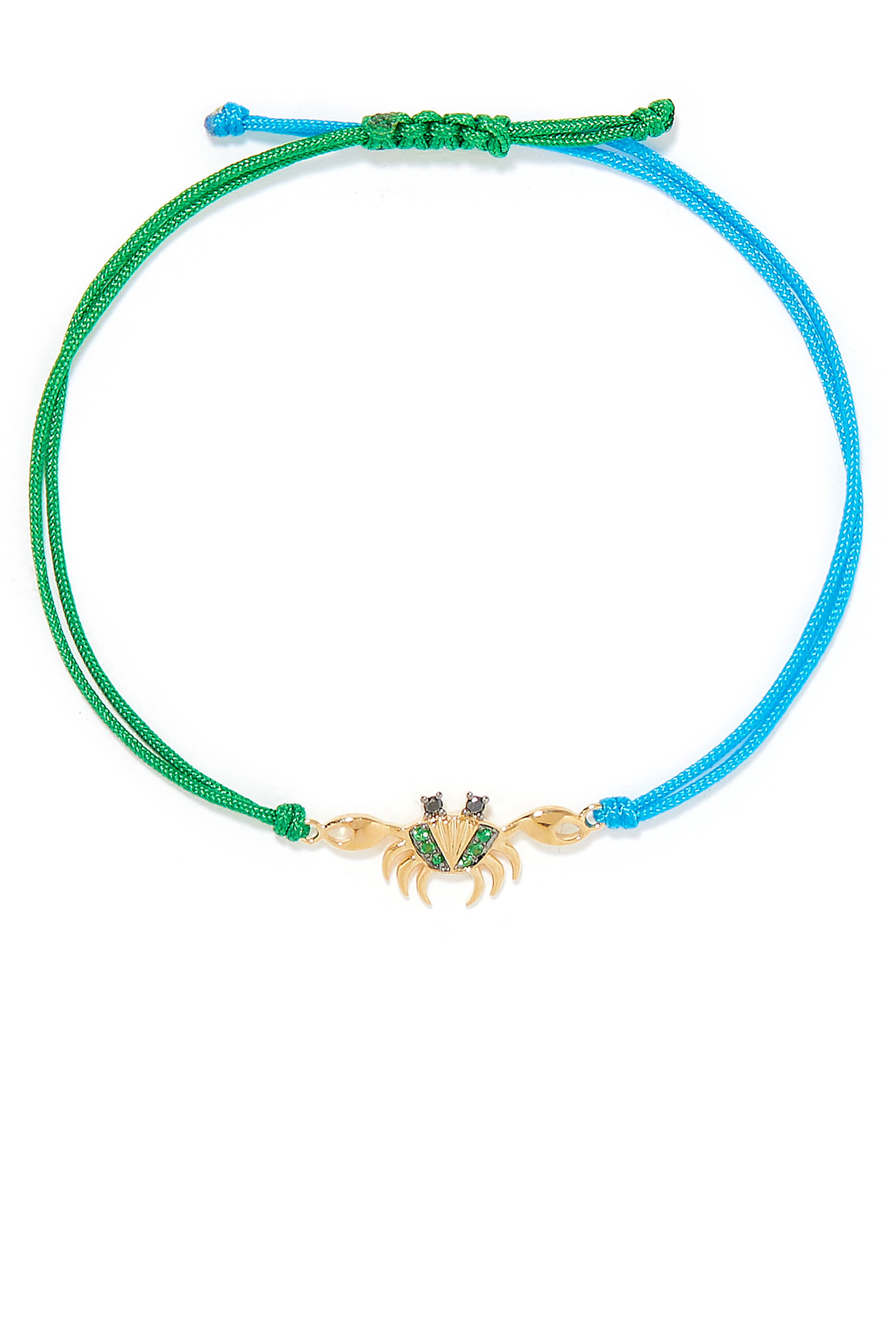 Crab Thread Bracelet, 9k Yellow Gold with Diamond & Tsavorite