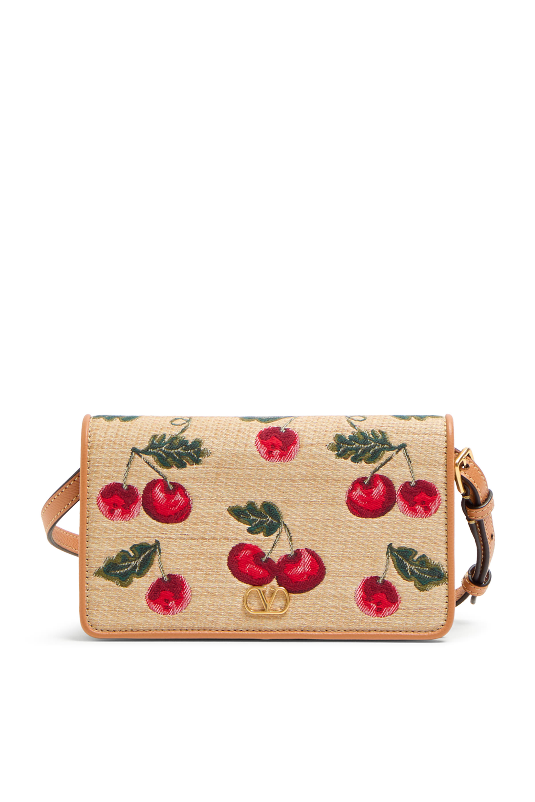 VLogo Signature Mini Shoulder Bag in Jacquard Raffia