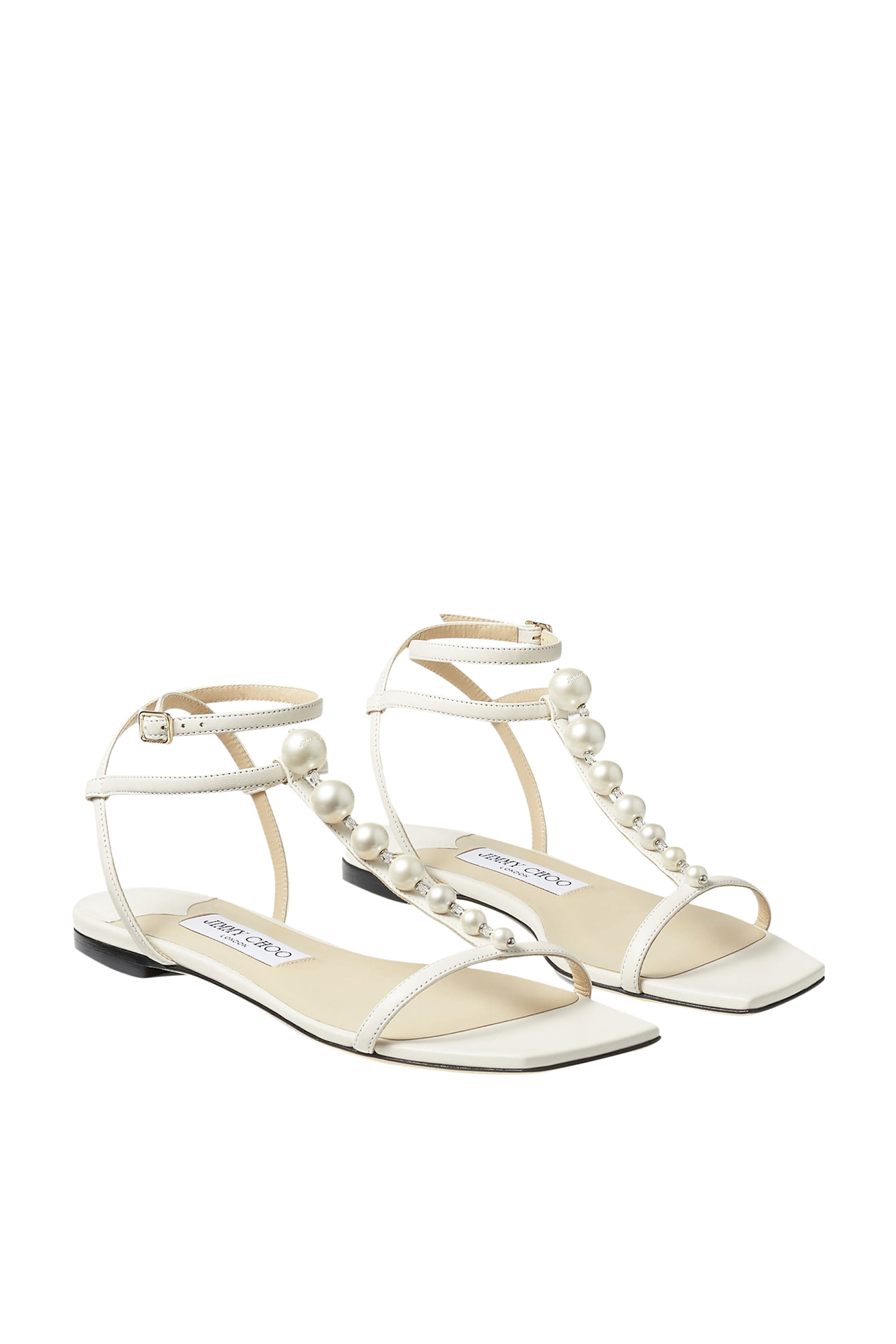 Amari Pearl-Embellished Leather Sandals