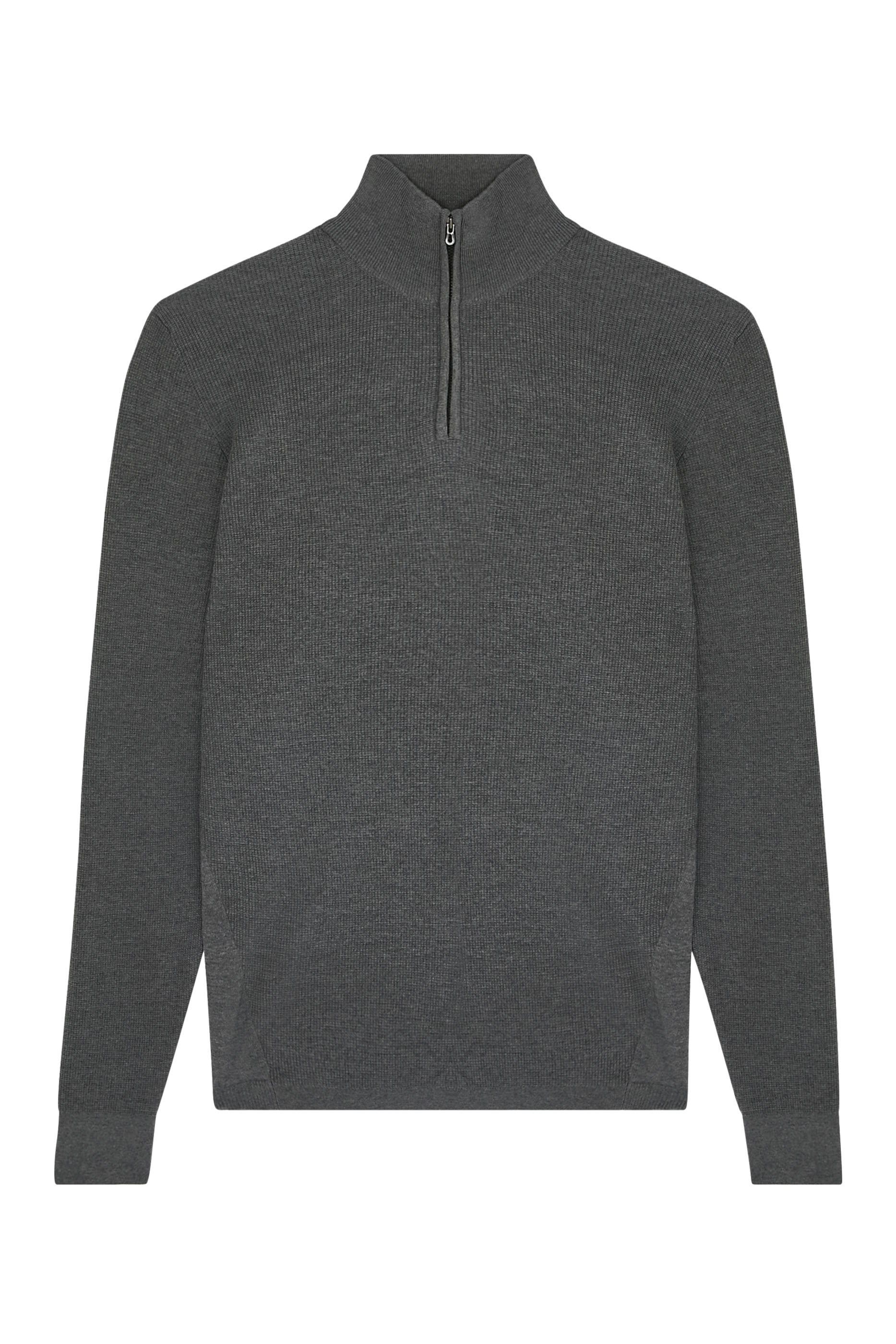  Waffle Half Zip Turtle Neck Sweater