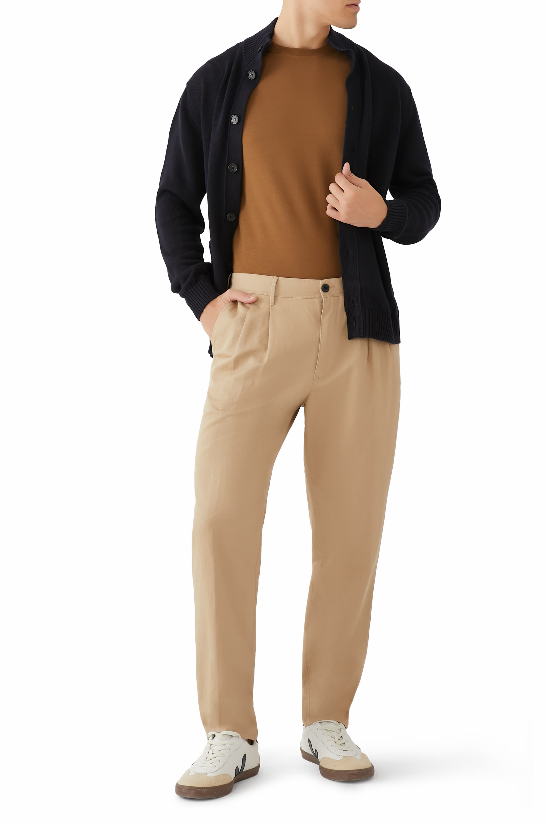 Incotex Tapered Fit Pleated Linen Slacks
