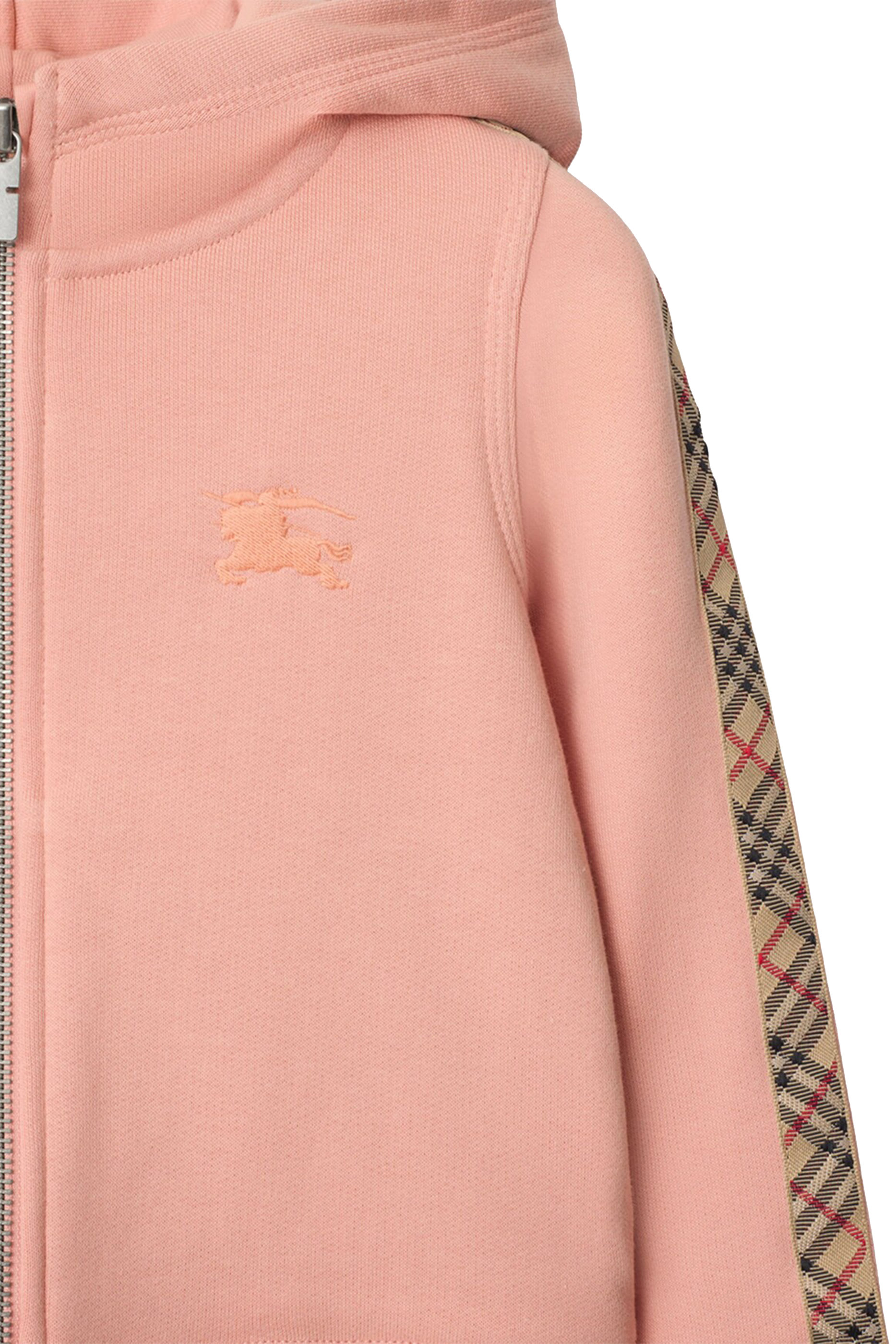 Kids Check Trim Cotton Zip Hoodie