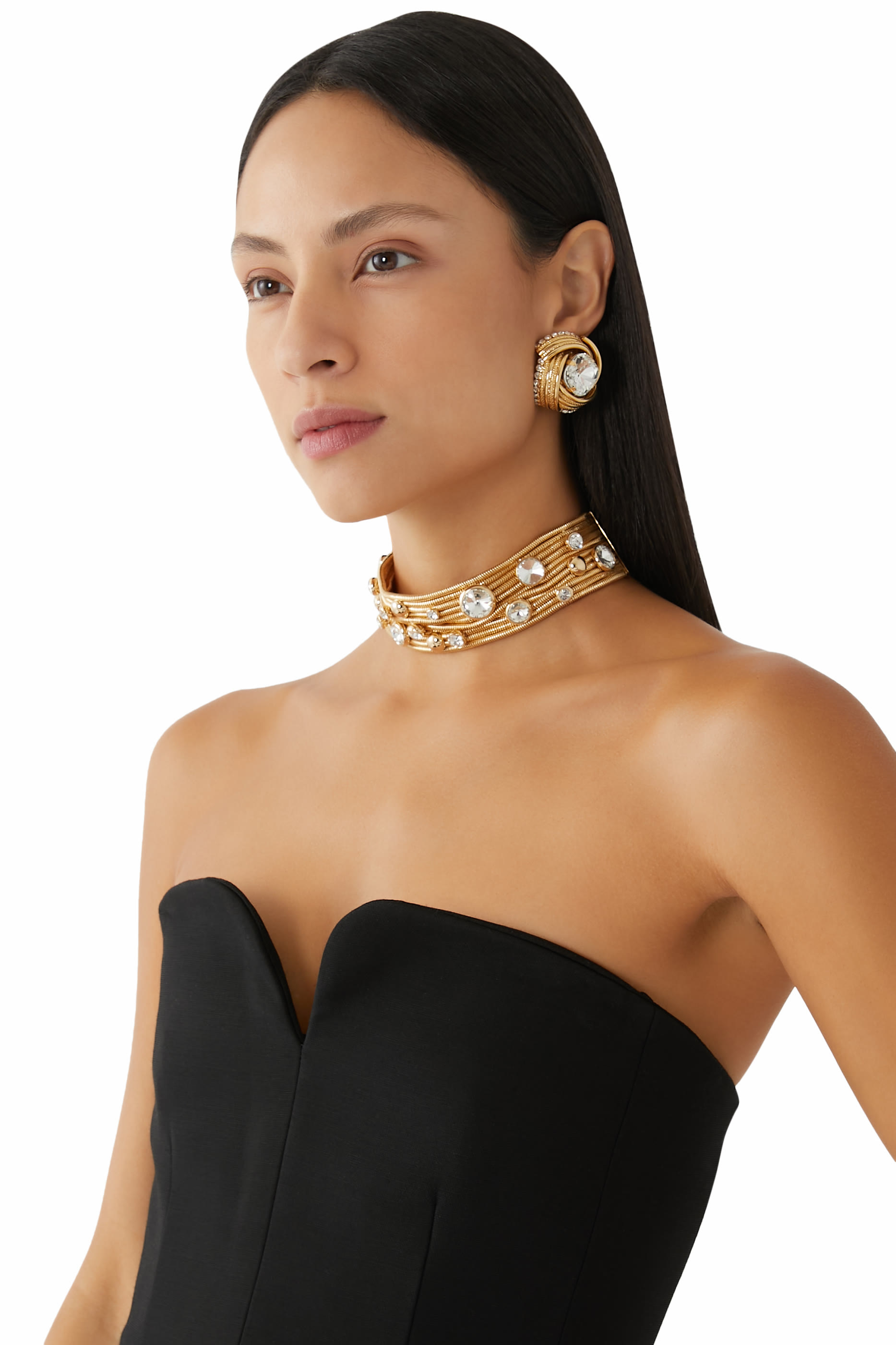 Multi Chains Choker with Round Crystals