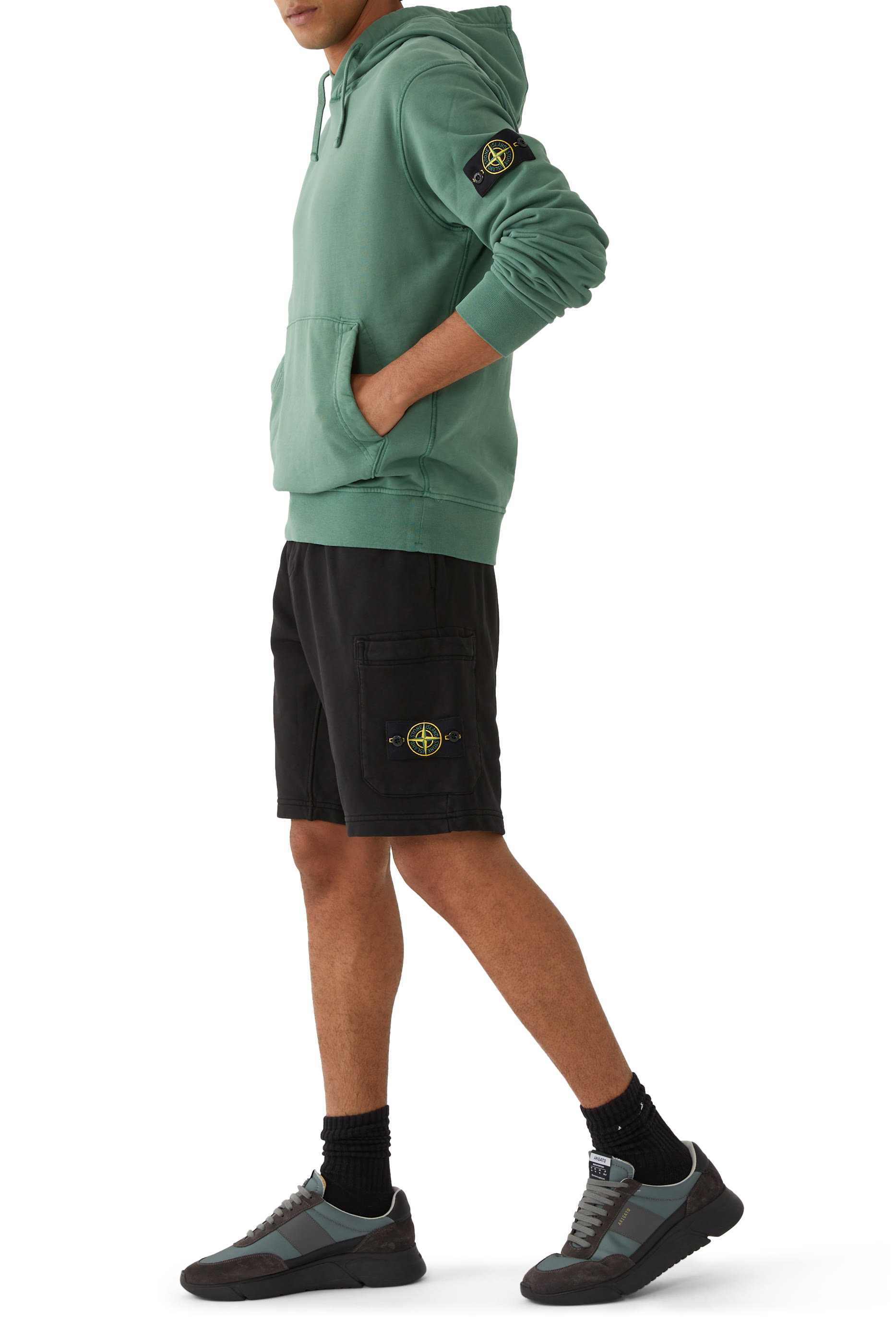 Cotton Hoodie with Logo Patch