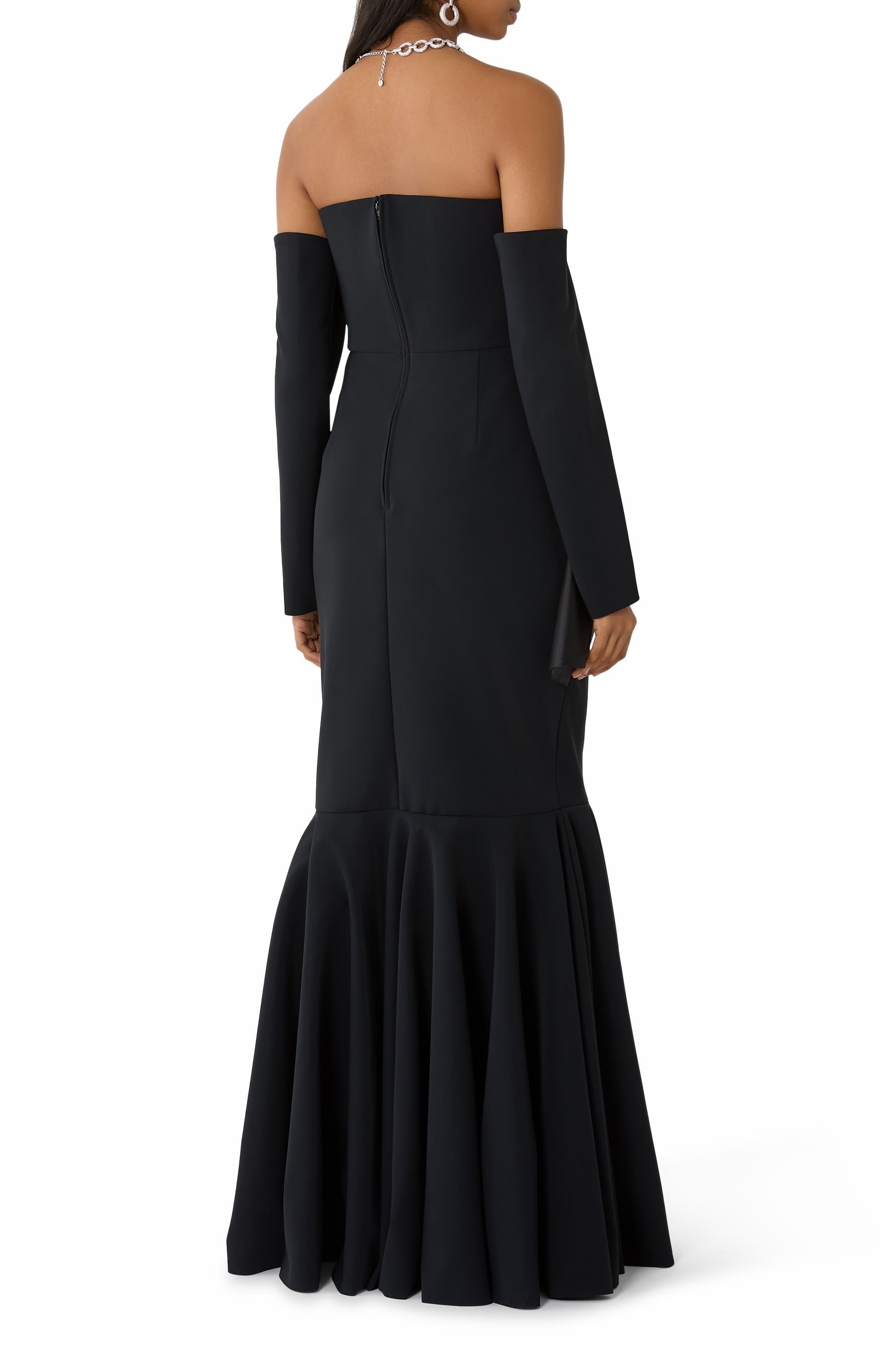 Strapless Gown with Sleeve Cape 