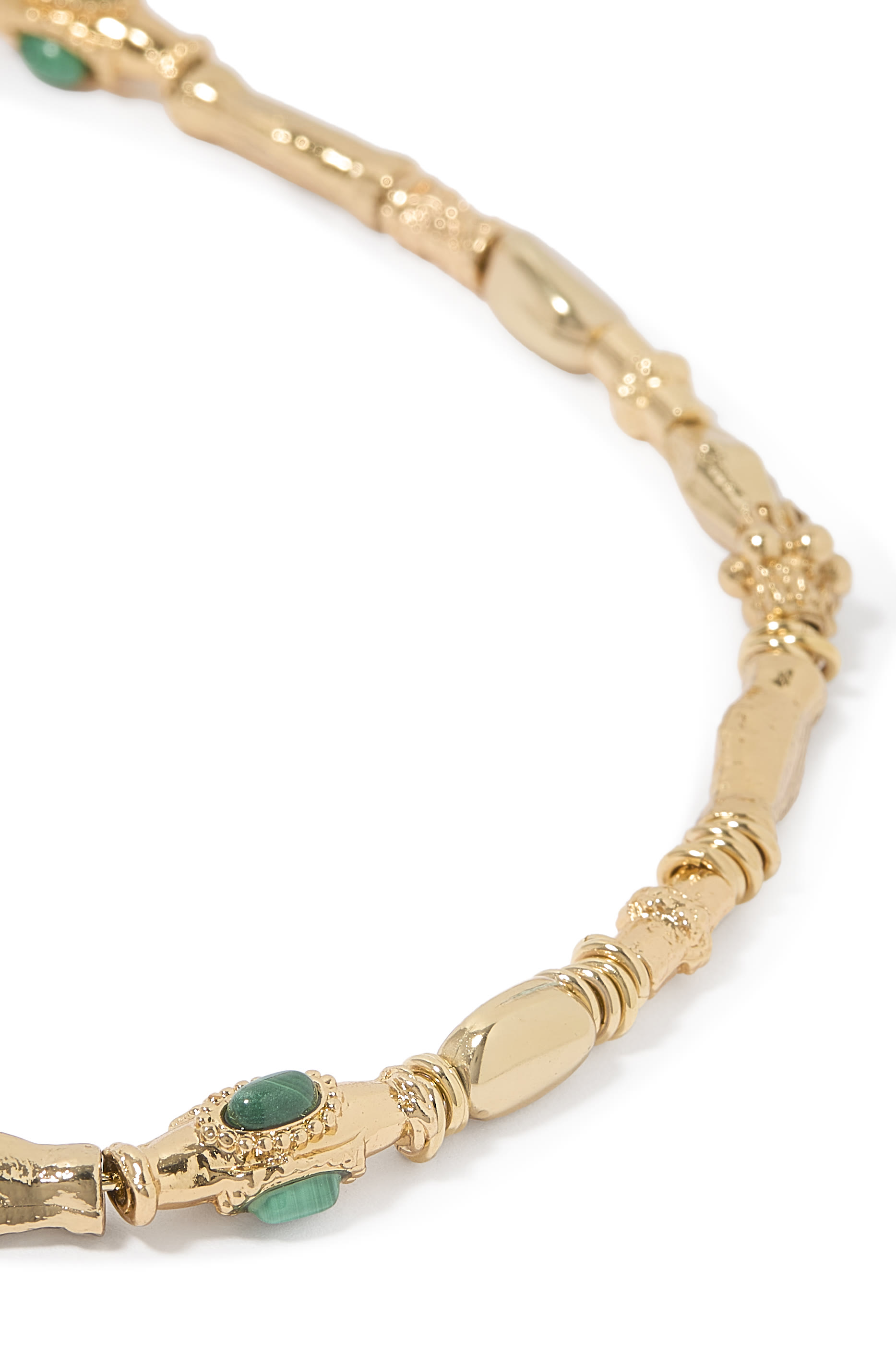 Kali Cabochons Necklace, Gold-Plated & Malachite