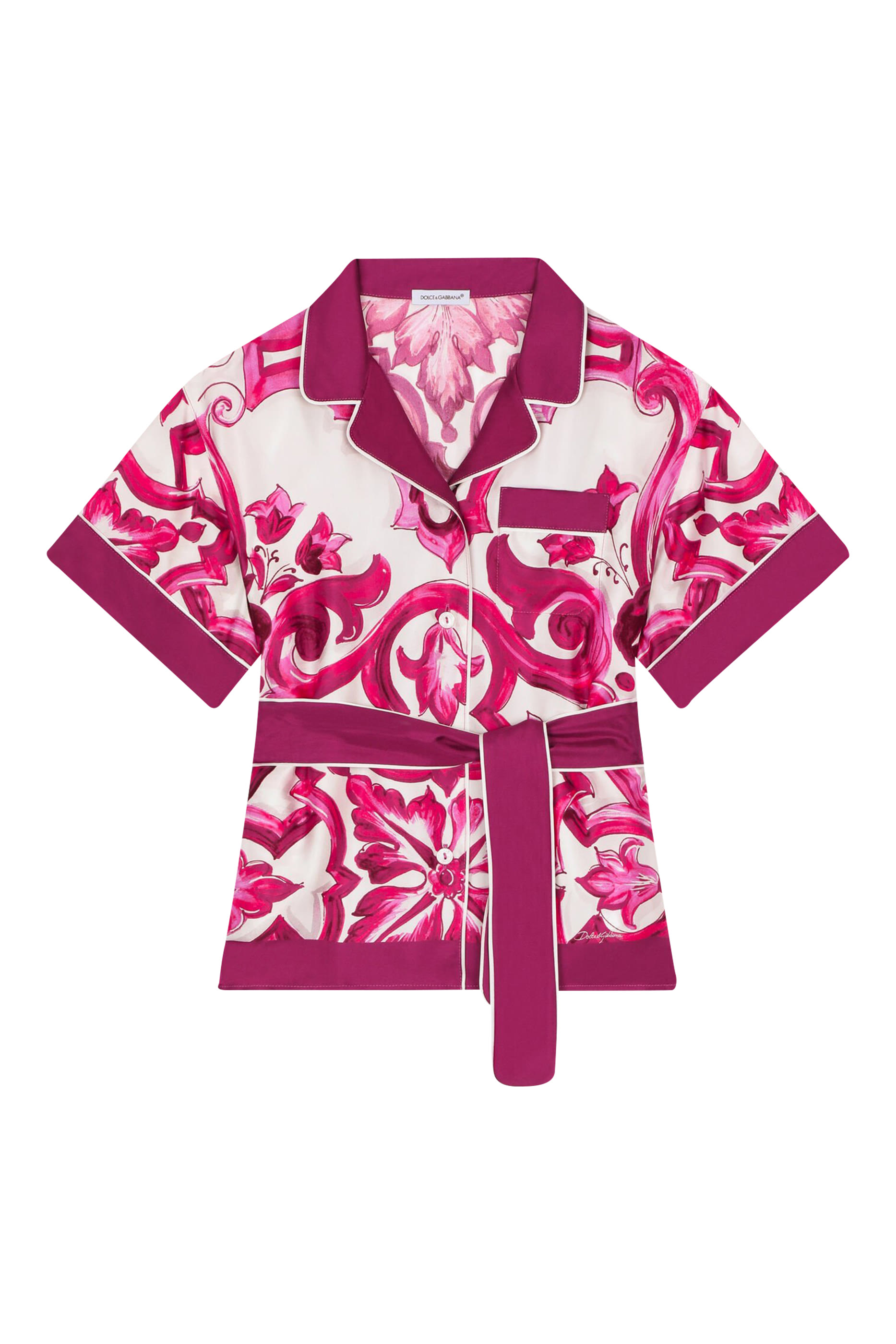Kids Majolica Print Belted Shirt