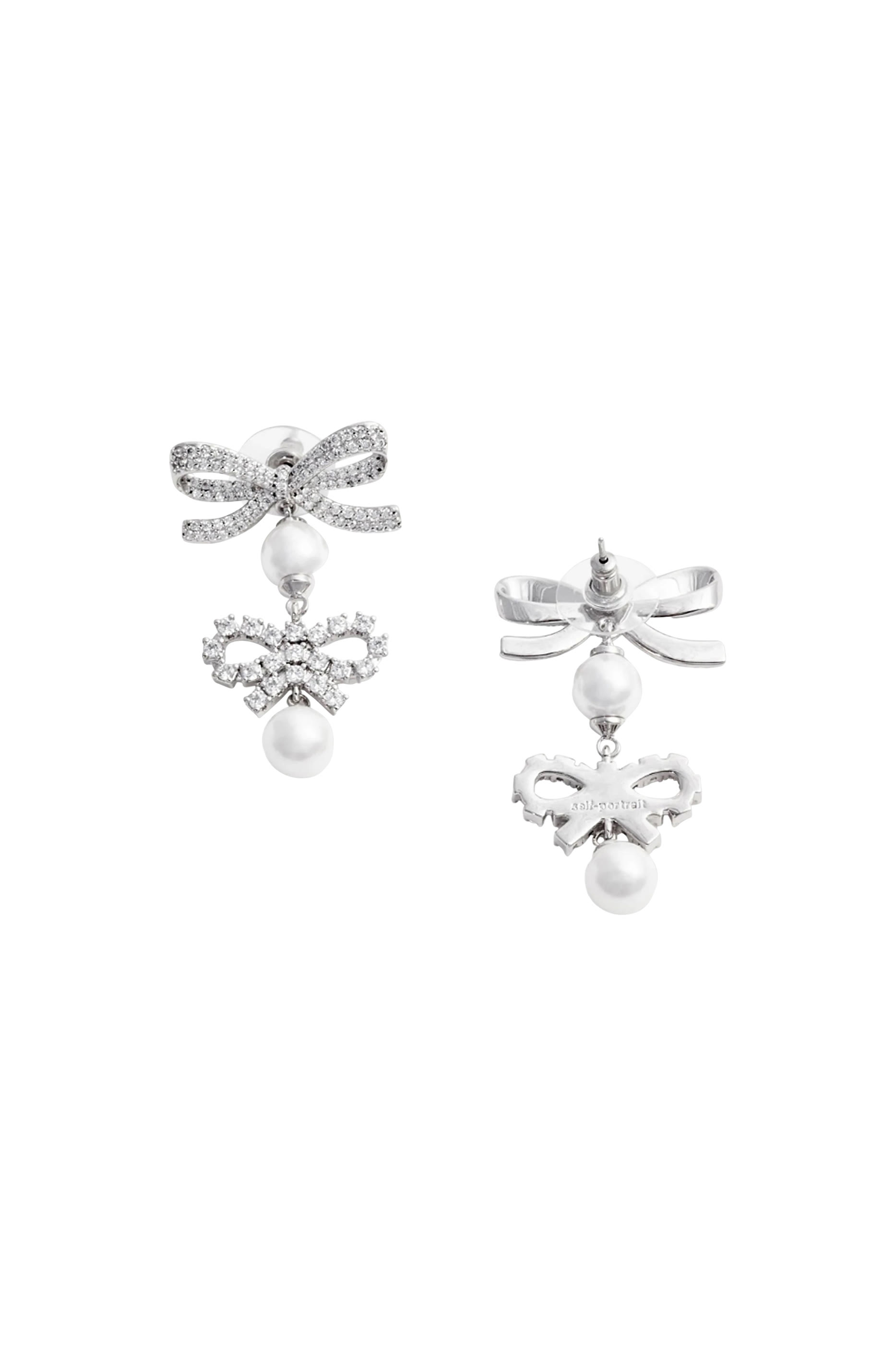 Double Bow Pearl Earrings