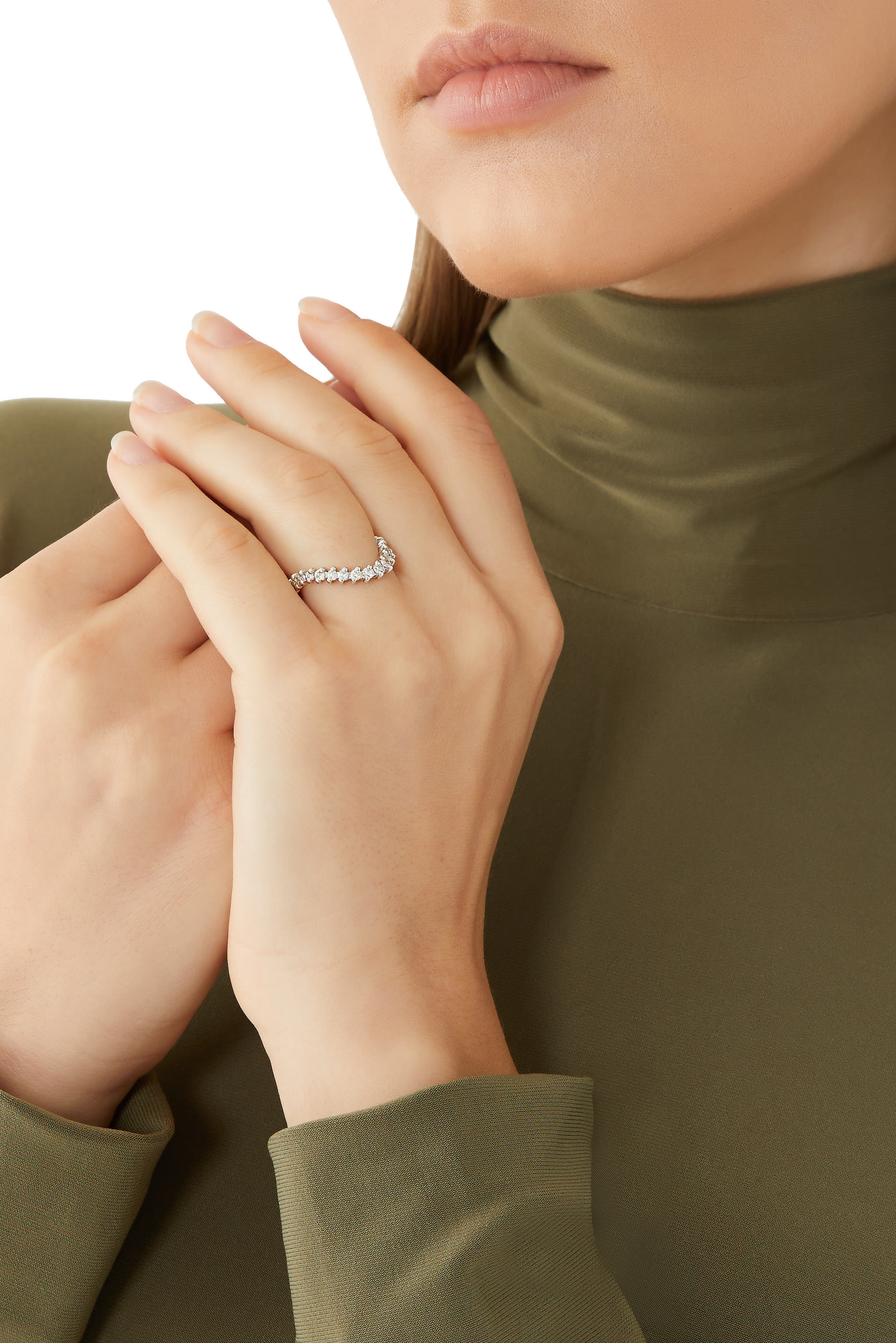 Wave Ring, 18k White Gold & Diamond