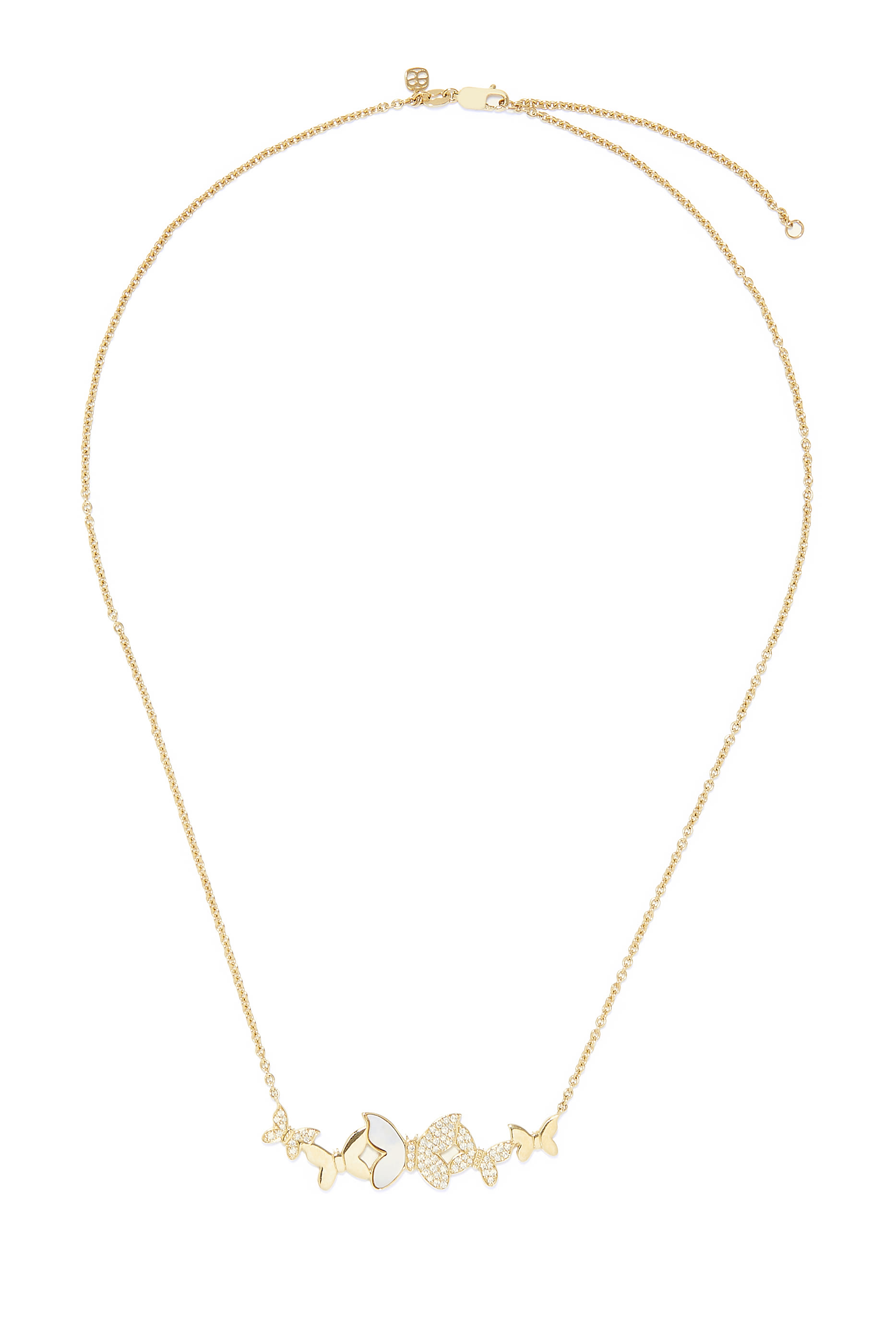 Butterfly Cluster Pendant Necklace, 14k Yellow Gold & Diamonds