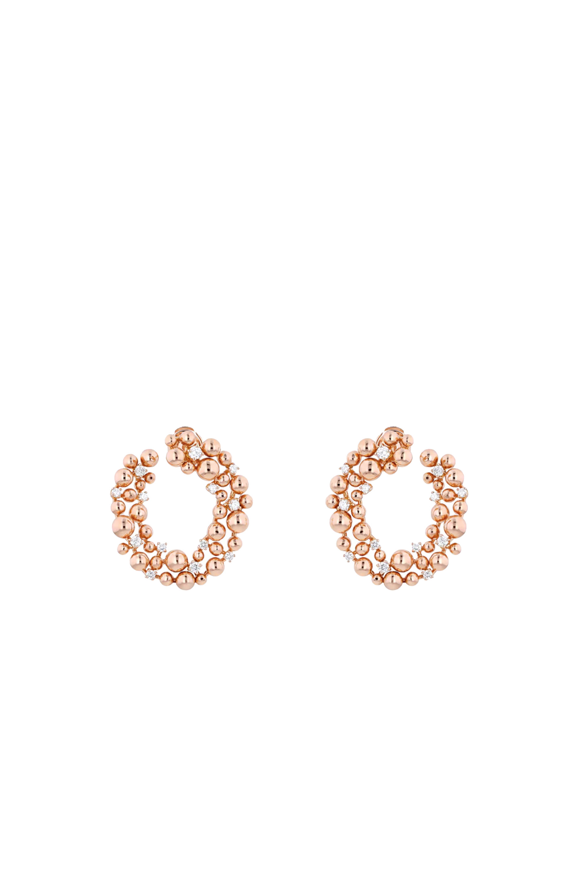 Shibuya Round Earrings, 18k Rose Gold & Diamonds