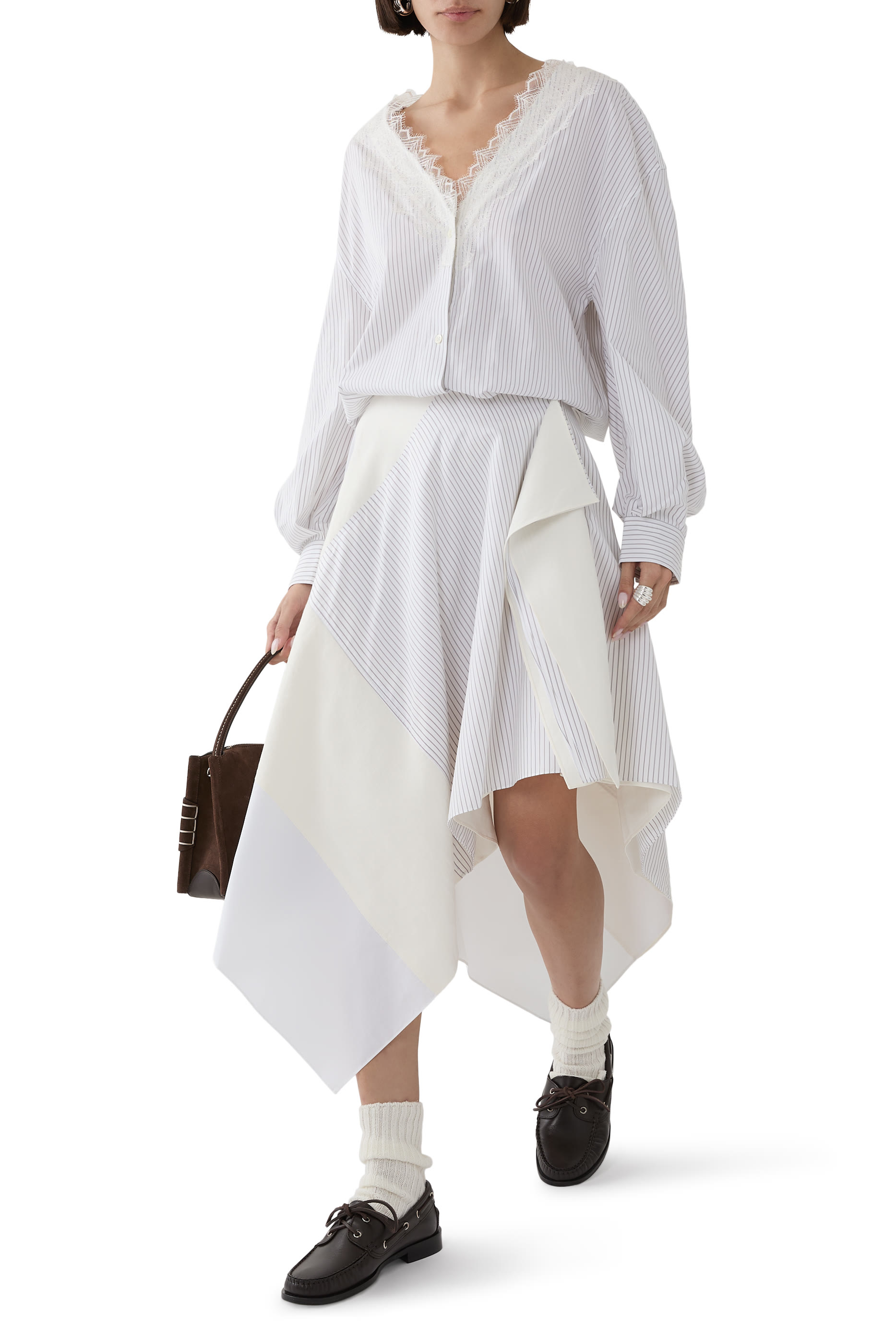 Asymmetric Patchwork Midi Skirt