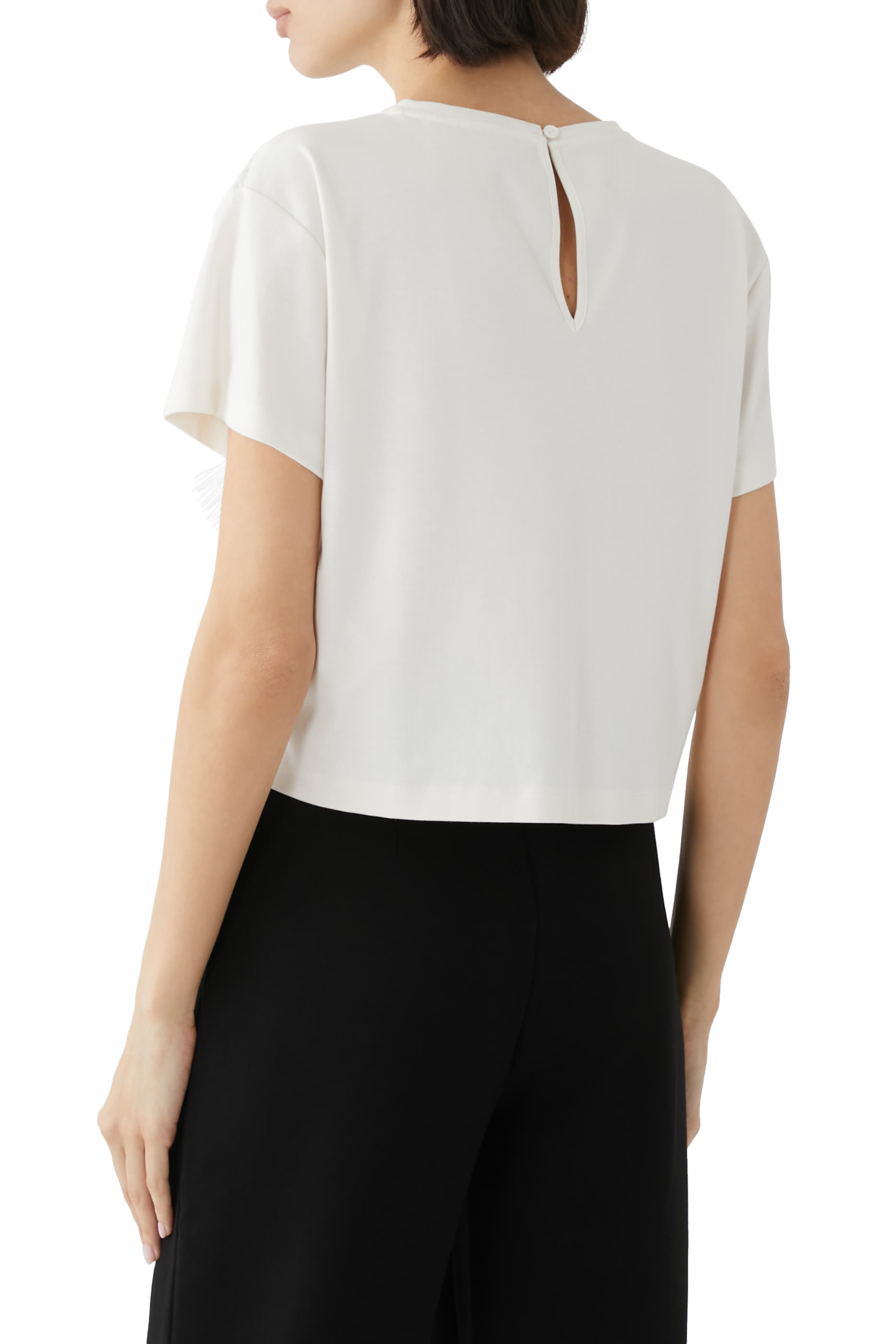 Supima Interlock Jersey Fringed T-Shirt