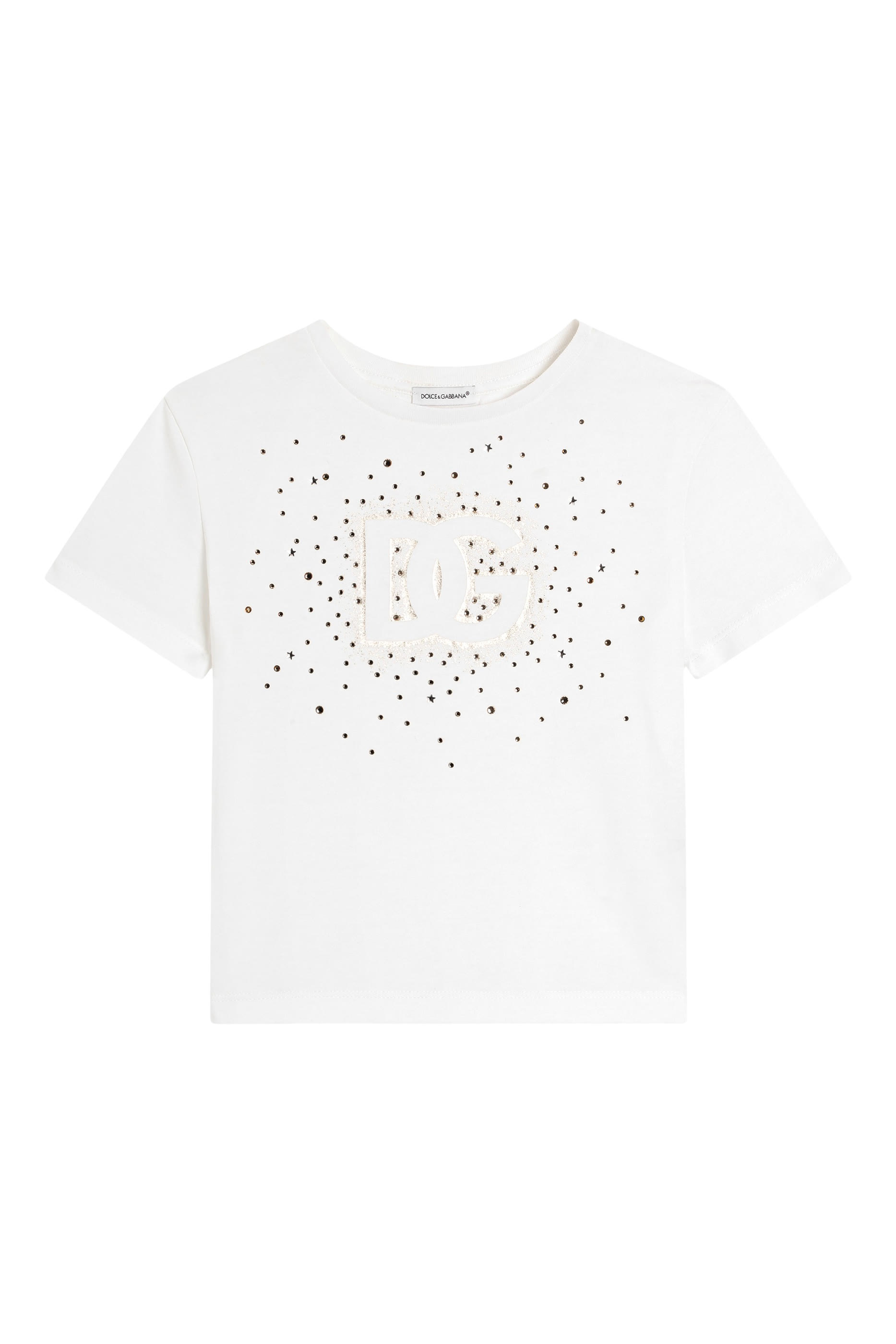 Kids DG Logo & Rhinestone Embellished Jersey T-Shirt