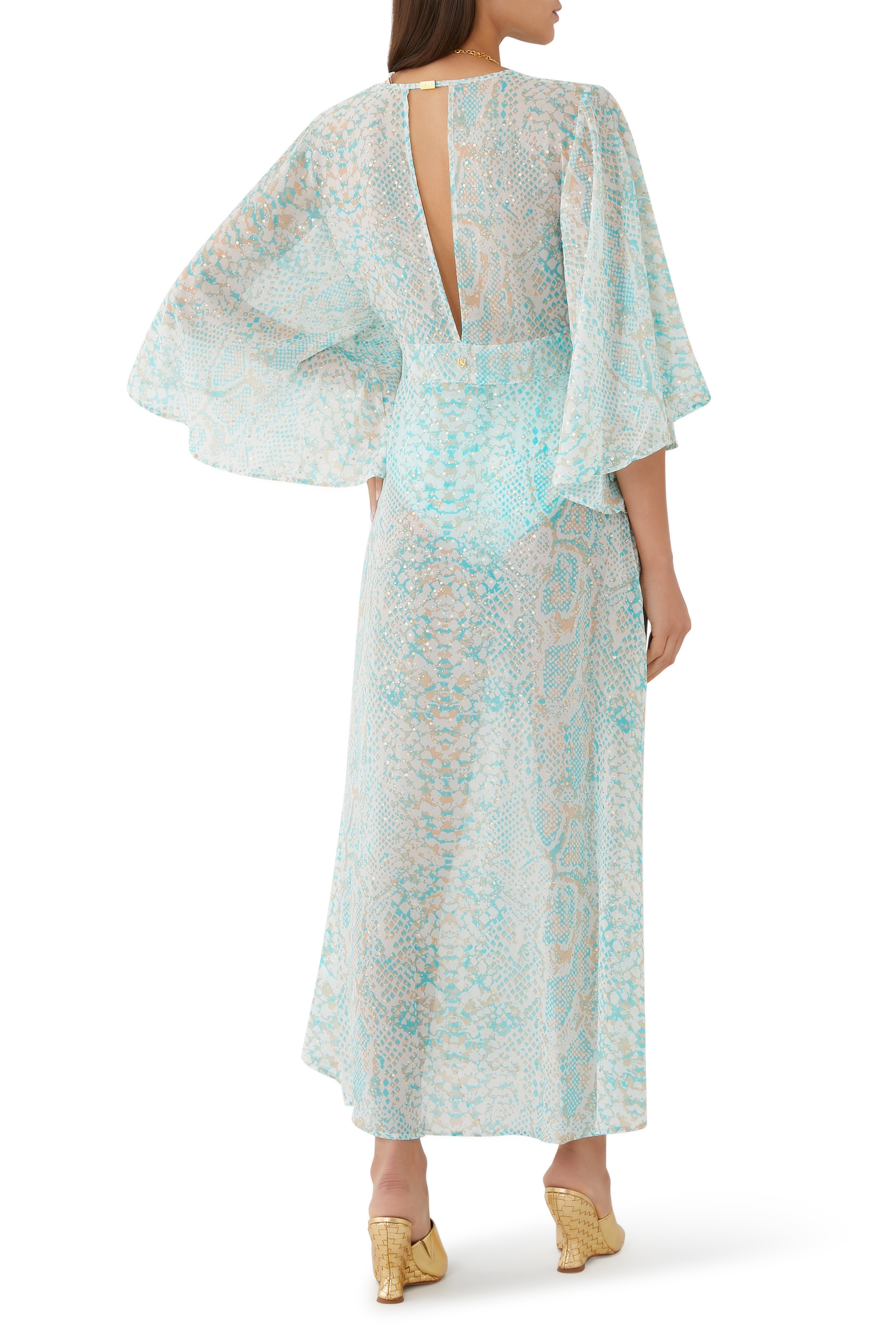 Freya Snake-Print Open-Front Maxi Kaftan