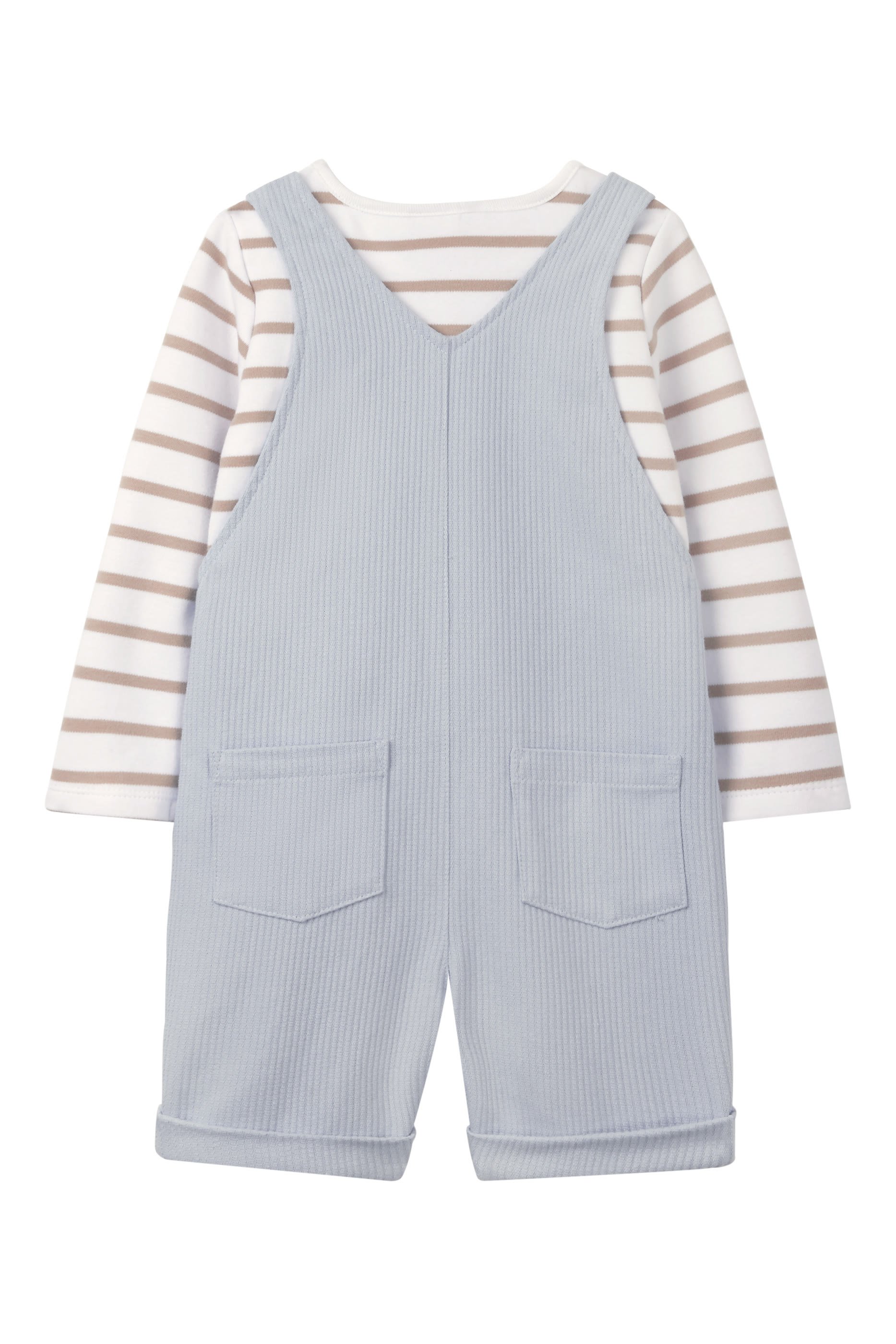 Kids Dungarees & Breton Stripe Top Set