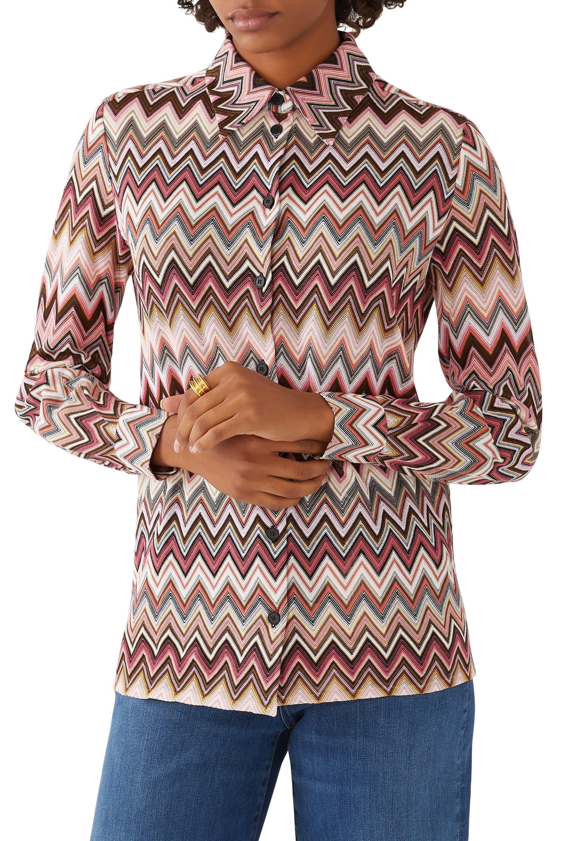 Zig Zag Raschel Long Sleeve Shirt