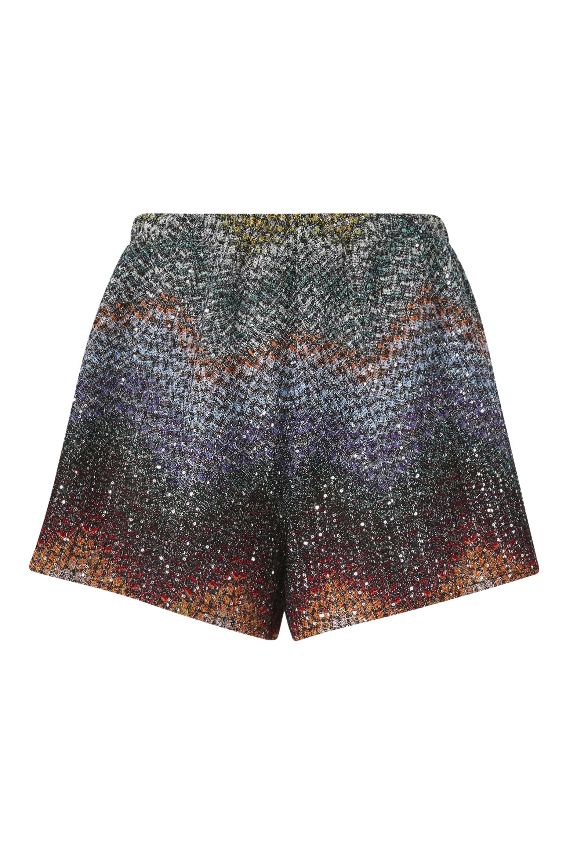 Mixed Viscose Lam&eacute; Shorts with Sequins